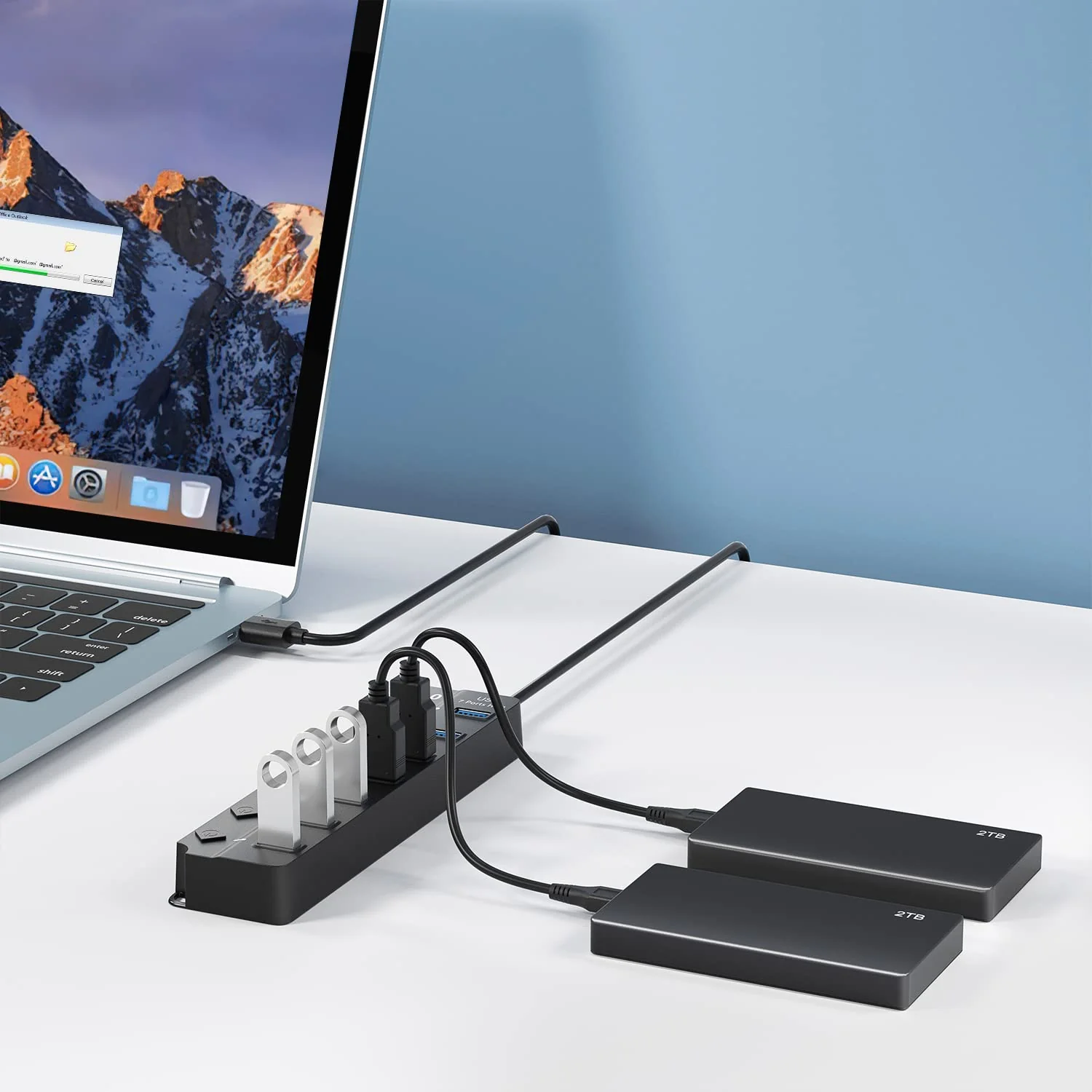USB Hub 3.0, 7-Port USB Hub Splitter with Individual On/Off Switches and Lights, 3.2ft/1m Long Cable Compatible with MacBook, Laptop, Surface Pro, PS4, PC, Flash Drive, Mobile HDD Black - Image 6