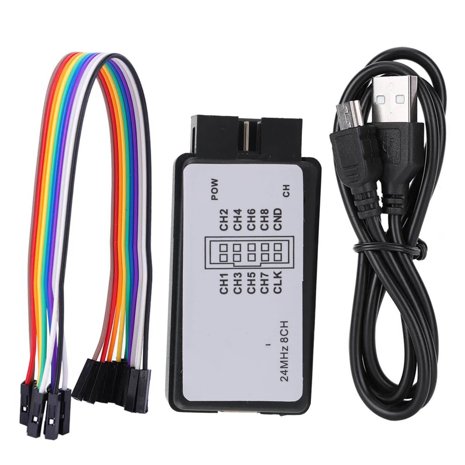 USB Logic Analyzer Kit Mini Digital Pocket Size 8 Channel Input Memory 24 MHz for a Variety of Decoding Functions