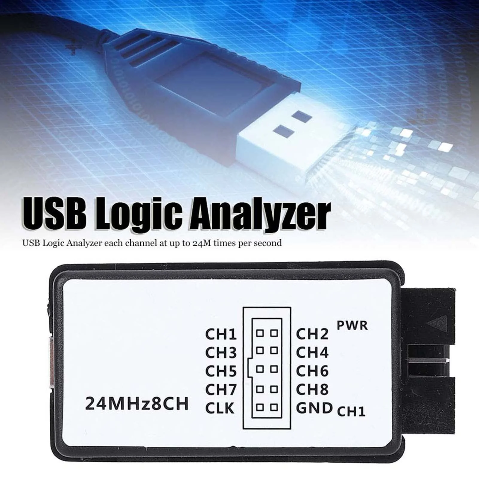 USB Logic Analyzer Kit Mini Digital Pocket Size 8 Channel Input Memory 24 MHz for a Variety of Decoding Functions - Image 3