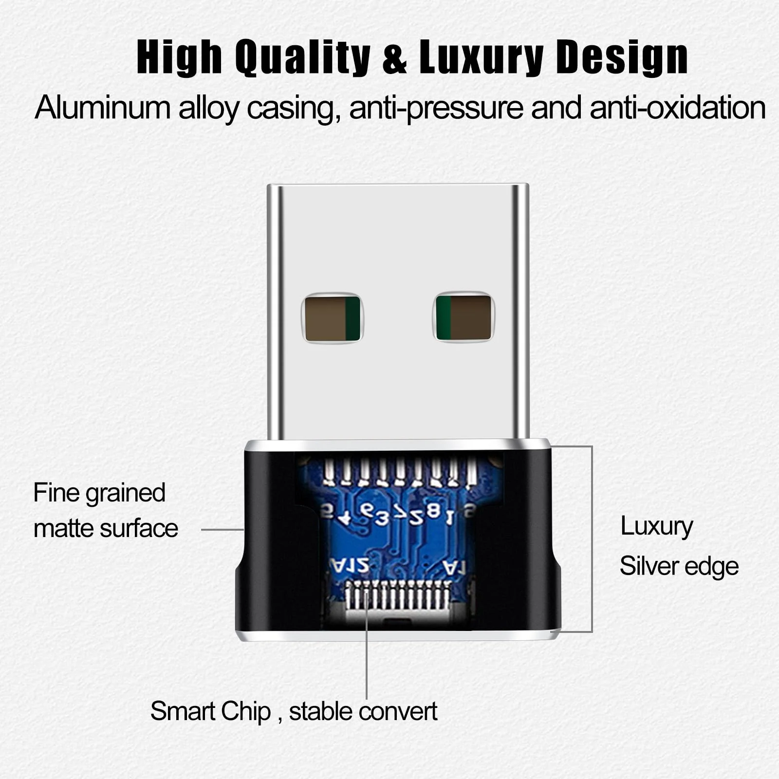 USB Male to USB C Adapter 4 Packs,USB to Type C Super Fast Charging/Transfer and OTG Function. Compatible with iPhone15 14 13 Plus Pro Max,iPad Pro Air 4 Mini 6 Almost USB Devices 4 pack silver - Image 5
