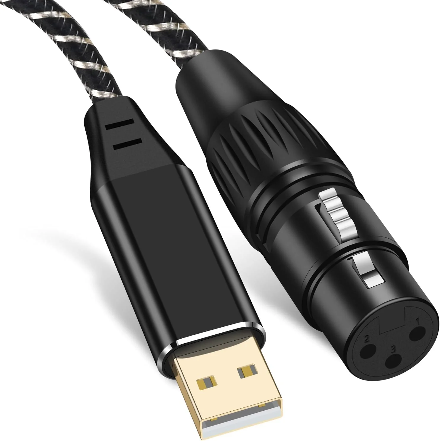 USB Microphone Cable, 10FT XLR to USB Cable,XLR Female to USB A Mic Link Converter Cable for Microphones or Recording Karaoke Sing 10Feet Silver