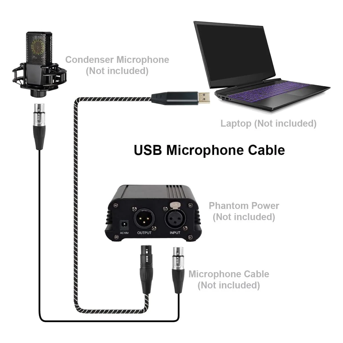 USB Microphone Cable 6.6Ft,XLR to USB Cable,USB Male to XLR Female Mic Link Cable Adapter for Microphones,Recording,Karaoke,Live Podcast 6.6Feet USB to XLR Female - Image 4