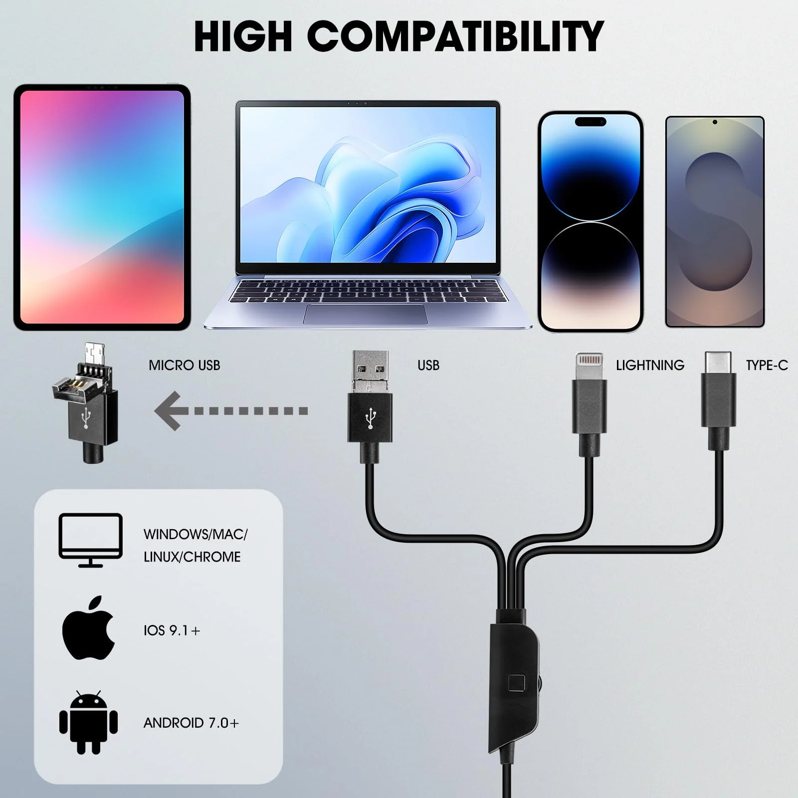 USB Microscope Compatible with iPhone Android Phone Tablet and Windows Mac PC, HD 1080P Wired Digital Microscope Camera for Adults and Kids - Image 2