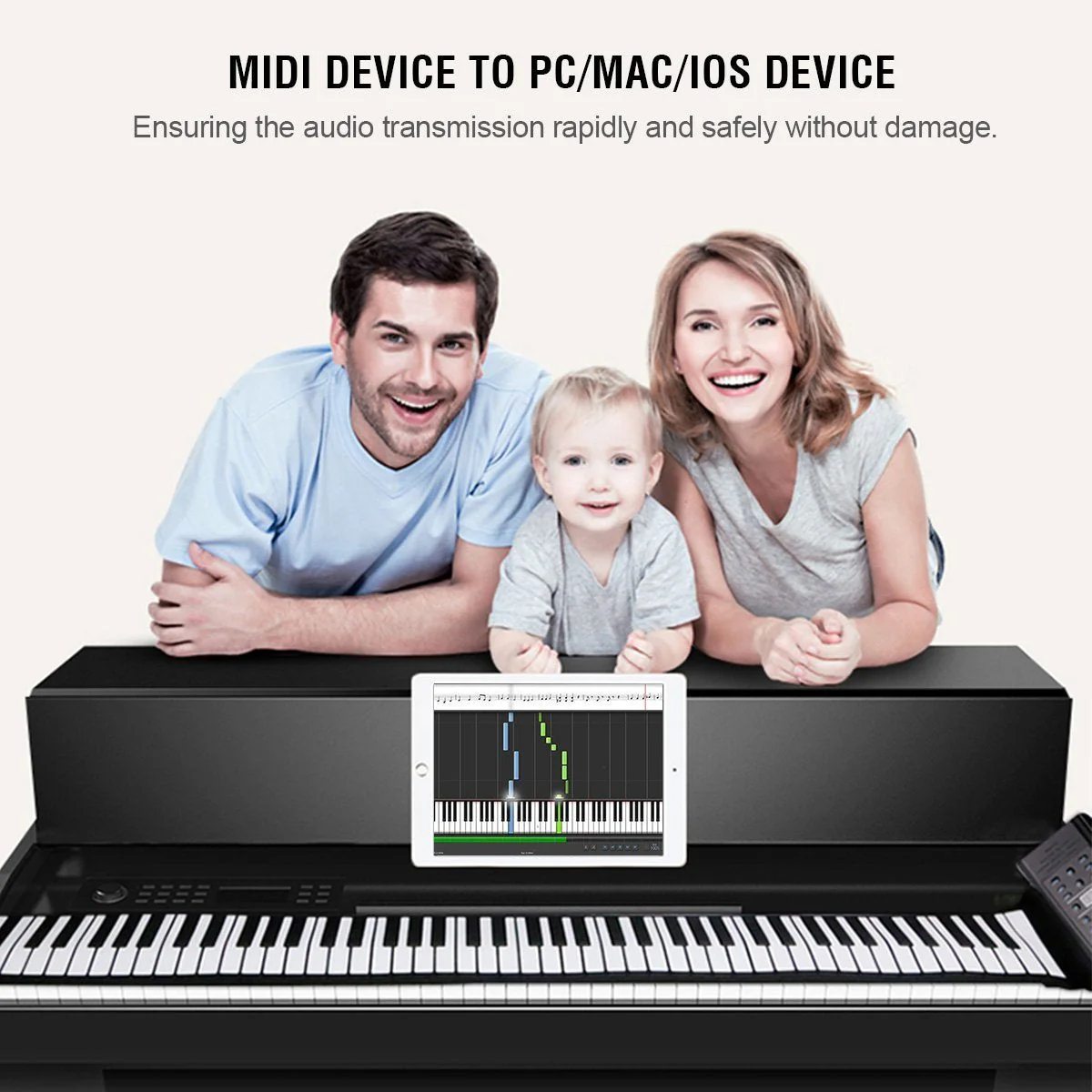 USB MIDI Cable-Upgrade Professional MIDI to USB in-Out Cable Adapter Converter Connect Piano Keyboard to PC/Laptop for Editing&Recording 2M(6.5FT) (Black) Black - Image 7