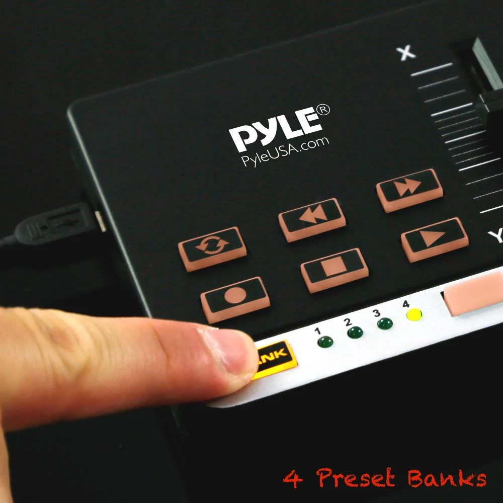USB MIDI Controller Drum Pad - Upgraded Mini Portable Beat Maker Workstation Equipment w/12 Drum Pads, DJ Fader Slider & Transport Buttons - Control any DAW Software Kit - Pyle PMIDIPD20_0 - Image 4