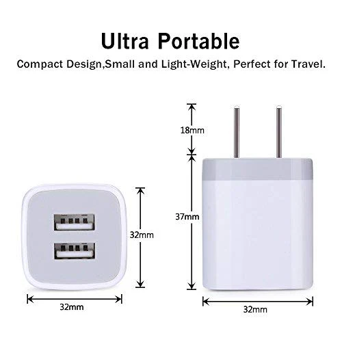 USB Plug, USB Wall Charger 3 Pack, GiGreen Dual Port USB Electrical Plug Cube 5V 2.1A Charging Block USB Outlet Plugs Compatible iPhone 15 14 13 12 11 X 8,Samsung S24 S23 S20 S10 S9 S8 Note 20,LG,Moto - Image 2