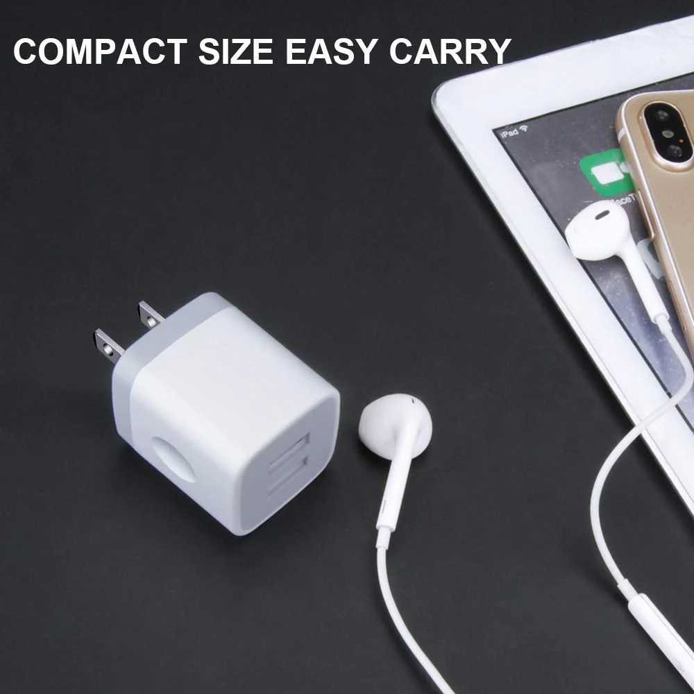 USB Plug, USB Wall Charger 3 Pack, GiGreen Dual Port USB Electrical Plug Cube 5V 2.1A Charging Block USB Outlet Plugs Compatible iPhone 15 14 13 12 11 X 8,Samsung S24 S23 S20 S10 S9 S8 Note 20,LG,Moto - Image 3