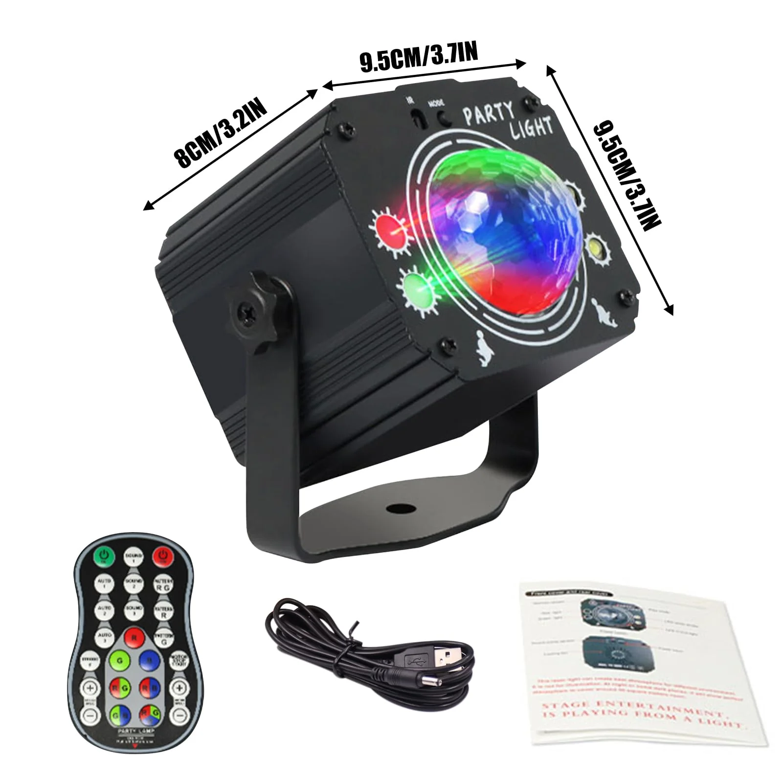 USB Powered 60-Patterns 240 Conbination Effects Stage Light Party Light Sound-Activated Disco Ball Laucnpty DJ Party Light Ideal for Christmas, Raves, Home Karaoke, Dance, Clubs, and Bar Parties - Image 5