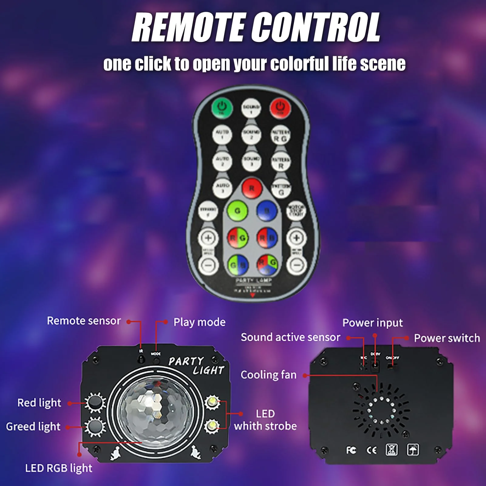USB Powered 60-Patterns 240 Conbination Effects Stage Light Party Light Sound-Activated Disco Ball Laucnpty DJ Party Light Ideal for Christmas, Raves, Home Karaoke, Dance, Clubs, and Bar Parties - Image 6