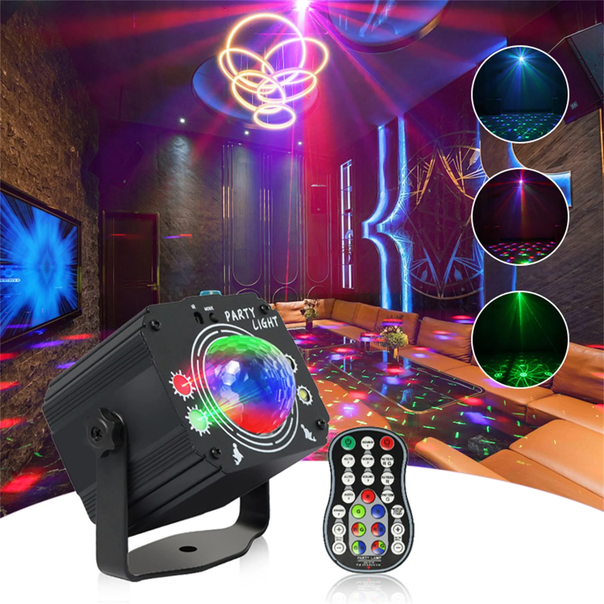USB Powered 60-Patterns 240 Conbination Effects Stage Light Party Light Sound-Activated Disco Ball Laucnpty DJ Party Light Ideal for Christmas, Raves, Home Karaoke, Dance, Clubs, and Bar Parties - Image 8