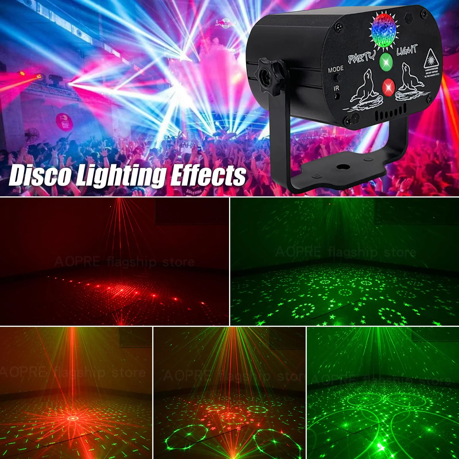 USB-Powered 60-Patterns 240 Conbination Effects Stage Light Party Light UV & RGB Backlight Remote Control for Indoor Events, Birthdays, Halloween, Karaoke, Club, and KTV (R60) - Image 4