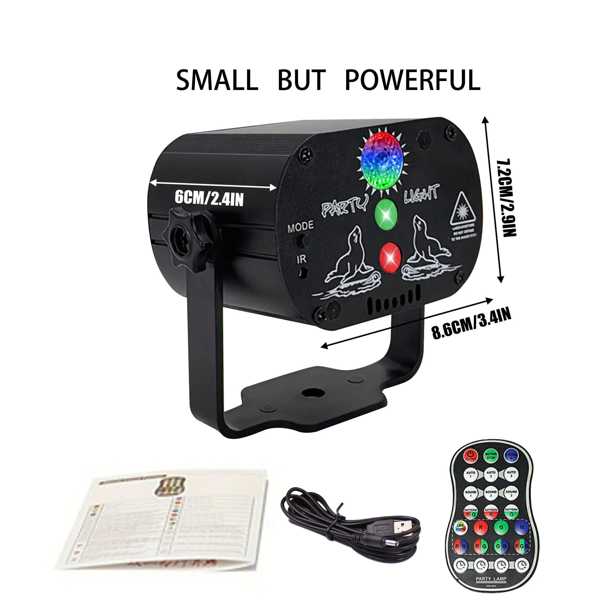 USB-Powered 60-Patterns 240 Conbination Effects Stage Light Party Light UV & RGB Backlight Remote Control for Indoor Events, Birthdays, Halloween, Karaoke, Club, and KTV (R60) - Image 5