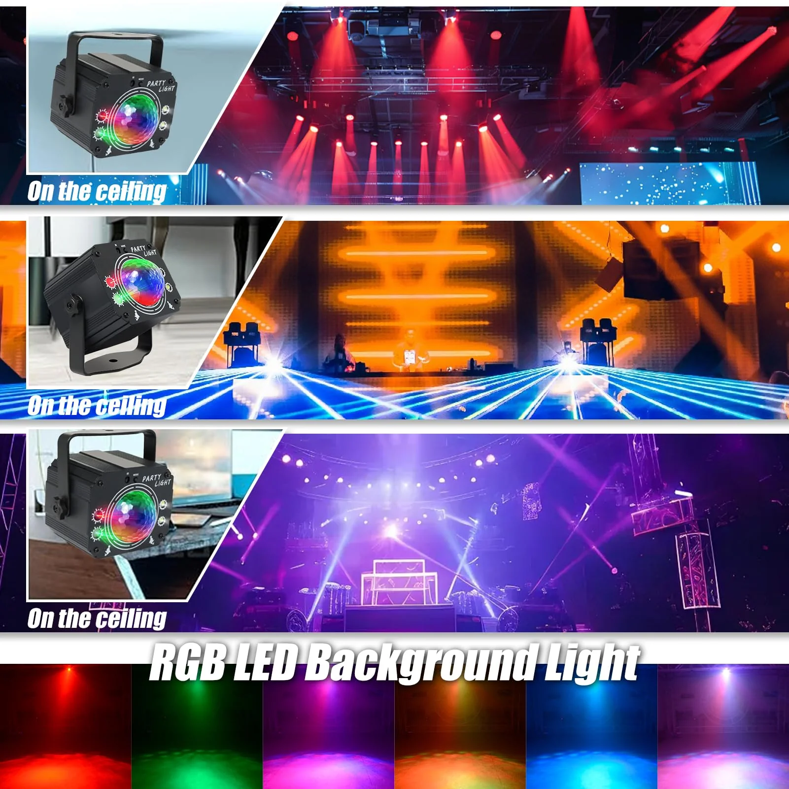 USB Powered Mini Party Light Sound-Activated Disco Ball DJ Projector Ideal for Christmas, Raves, Home Karaoke, Dance, Clubs, and Bar Parties,Matte Black - Image 3