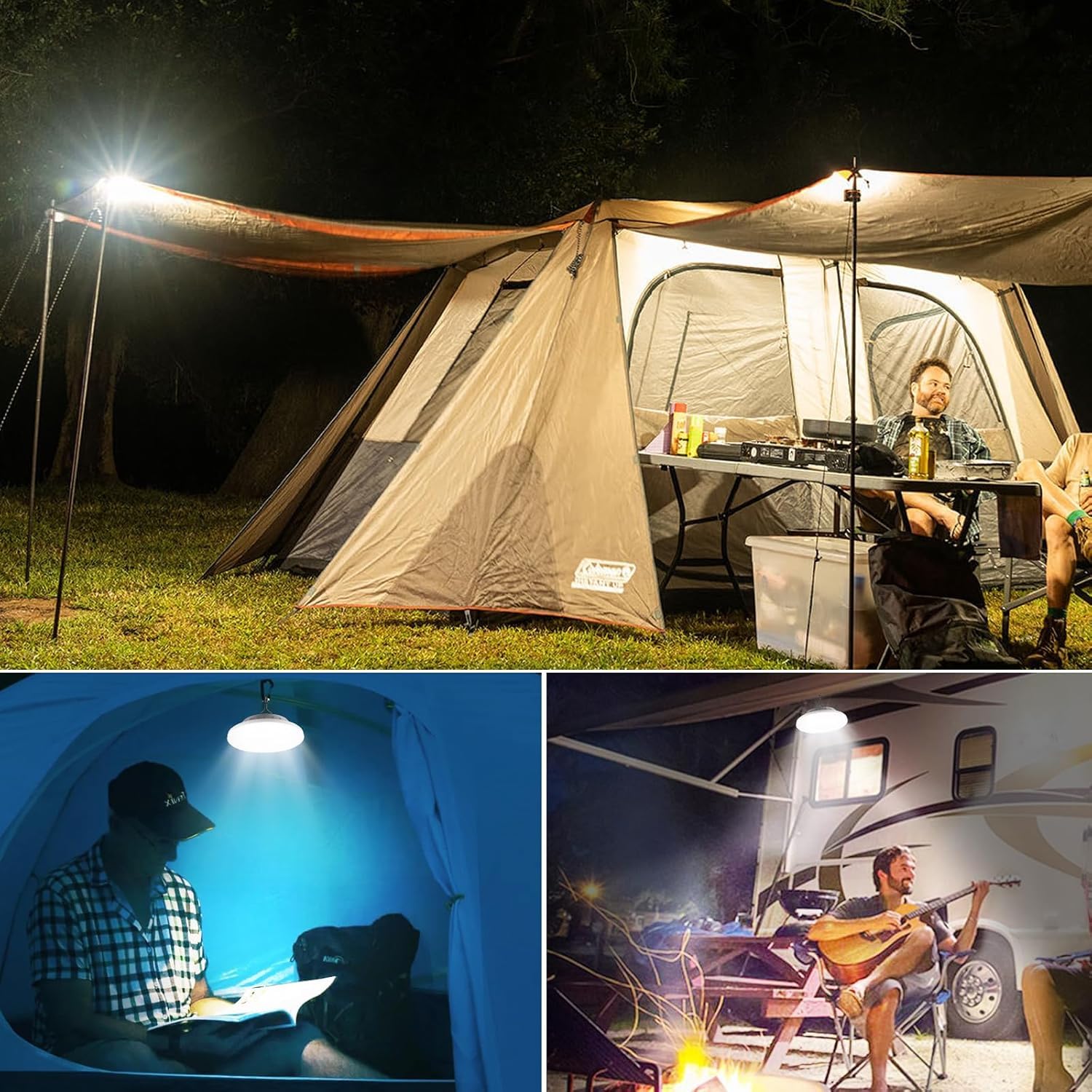 USB Solar Camping Light Remote Tent Light 2 Pack - 4000LM Portable LED Rechargeable Camping Lantern Hanging Waterproof Emergency Light for Camping, Hiking, Power Failure, Hurricane (120 LEDs) - Image 2