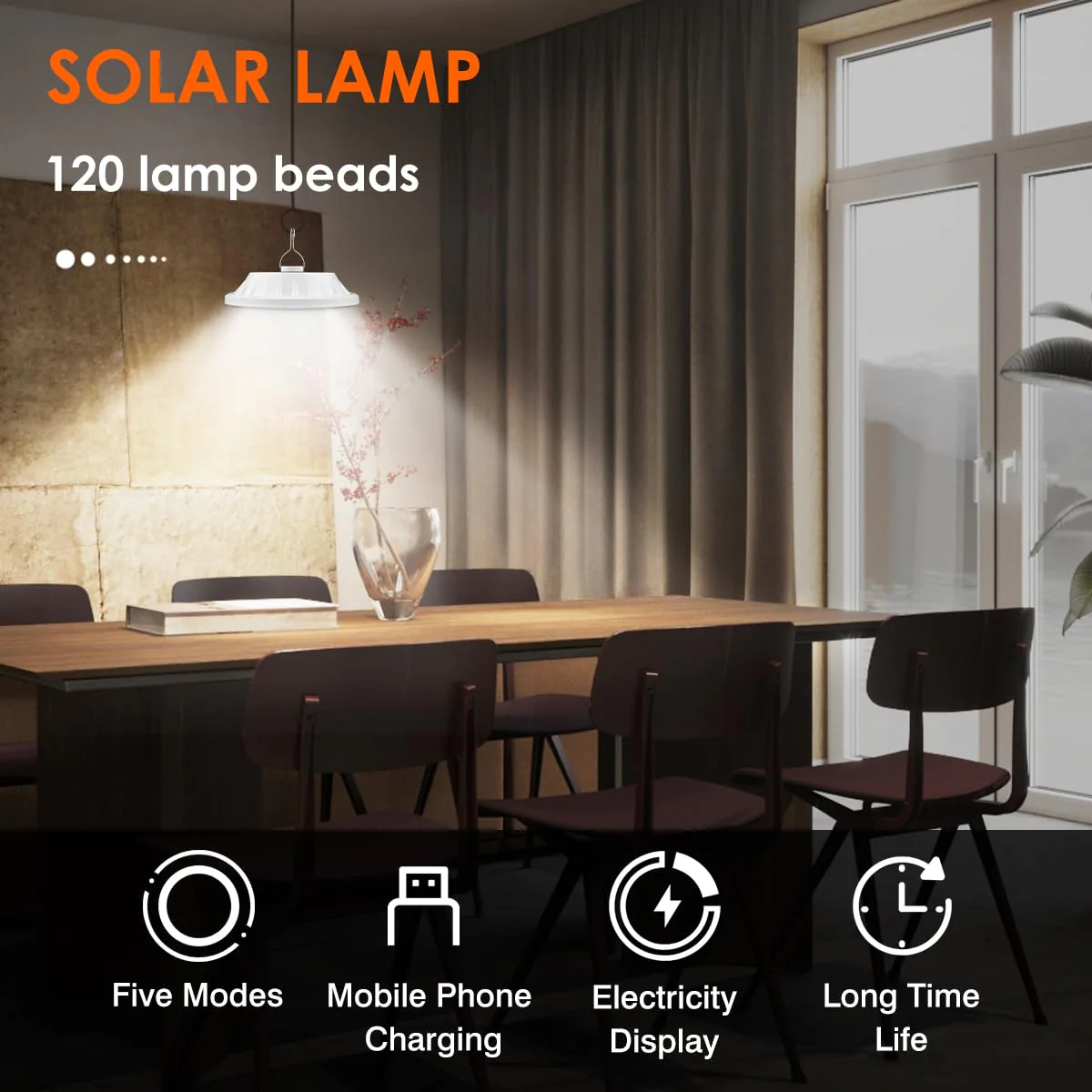 USB Solar Camping Light Remote Tent Light 2 Pack - 4000LM Portable LED Rechargeable Camping Lantern Hanging Waterproof Emergency Light for Camping, Hiking, Power Failure, Hurricane (120 LEDs) - Image 7