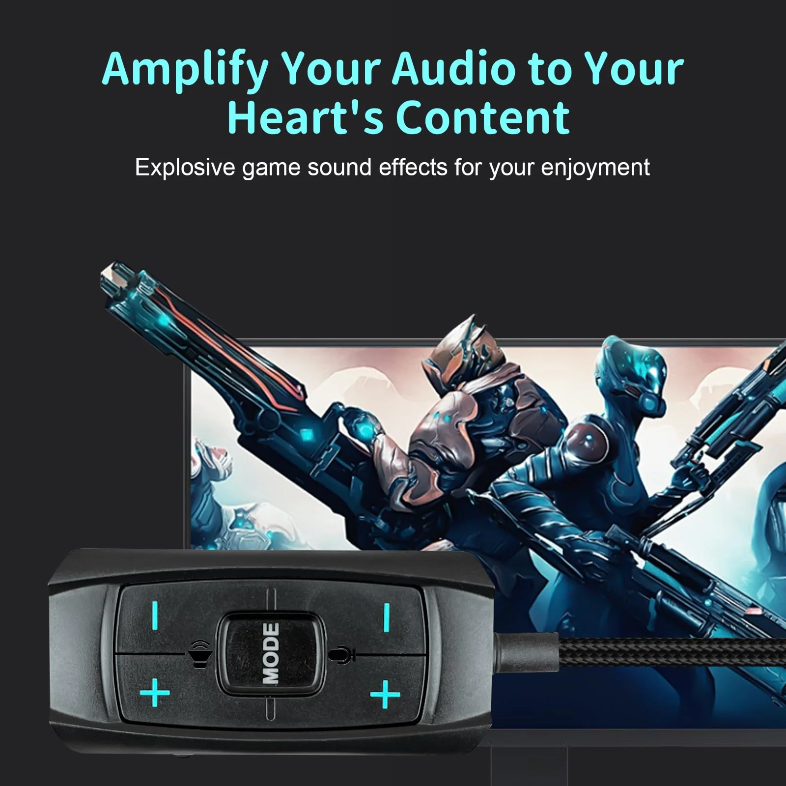 USB Sound Card Virtual 7.1 Surround Sound USB to 3.5mm Jack Audio Adapter Cable External Sound Card for PC/PS4/PS5/Mac/Stereo Headset, 6.5ft, Audio Control Box, Plug and Play - Image 2