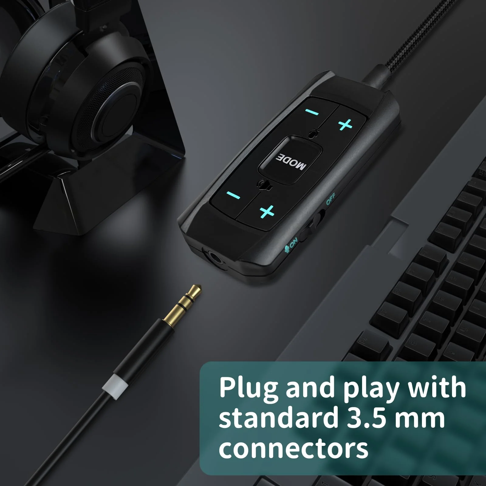 USB Sound Card Virtual 7.1 Surround Sound USB to 3.5mm Jack Audio Adapter Cable External Sound Card for PC/PS4/PS5/Mac/Stereo Headset, 6.5ft, Audio Control Box, Plug and Play - Image 3