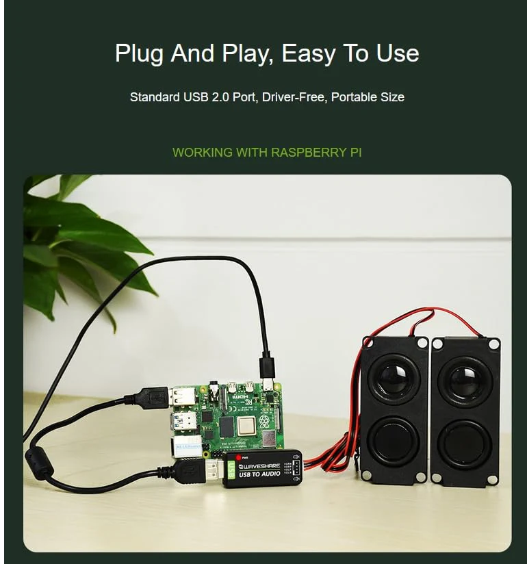 USB Sound Card with 8Ω 5W Speaker for Raspberry Pi/Jetson Nano, USB to Audio Adapter Support Recording and Playback, Stereo Codec Onboard Microphone and Speaker Header, Driver-Free, Plug and Play - Image 4