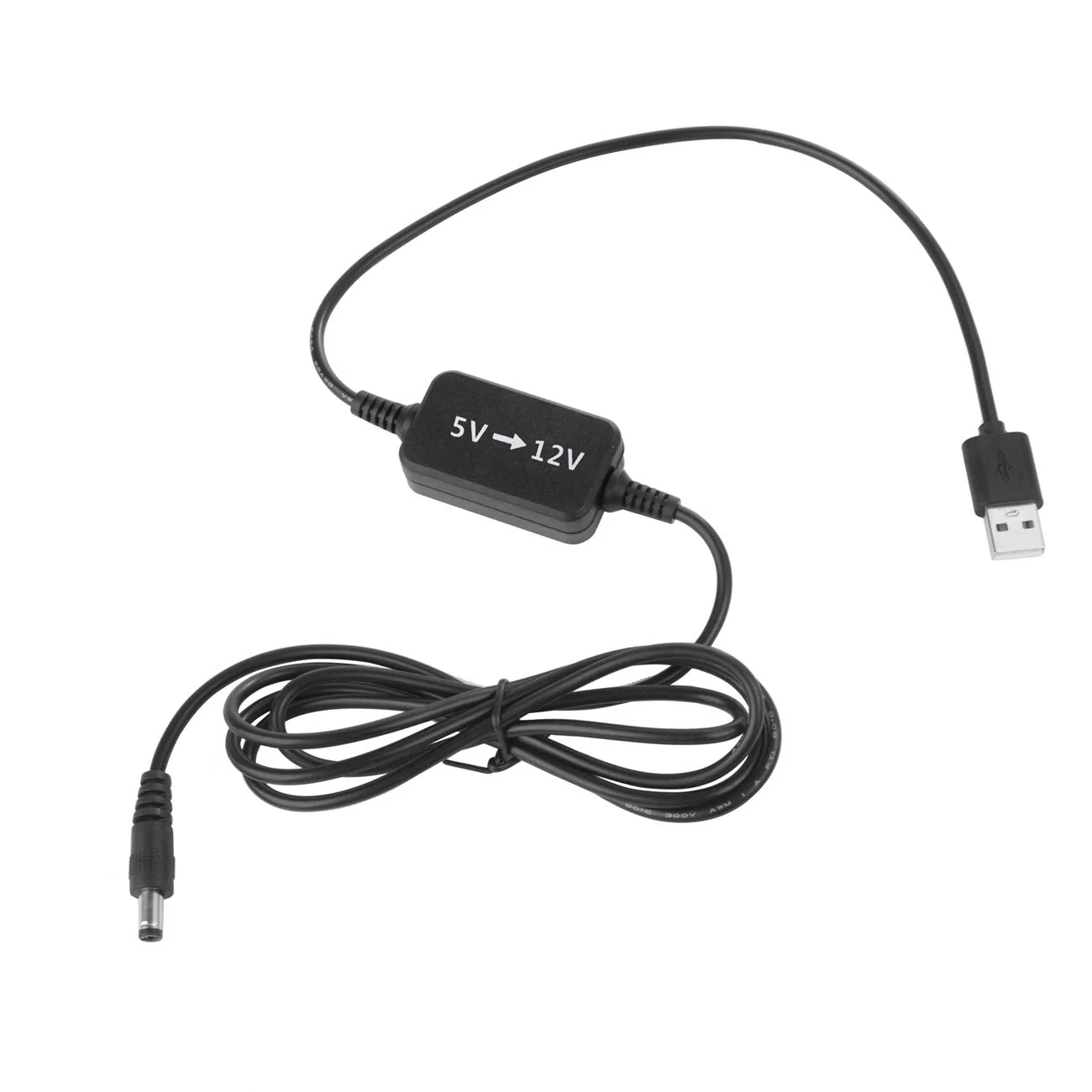USB to 12V Voltage Converter Cable, DC USB 5V to DC (5.5x2.1mm Male) Transformer Power Supply Adapter Cable Charging Cable 1.5m (5V-12V) 5V-12V - Image 2