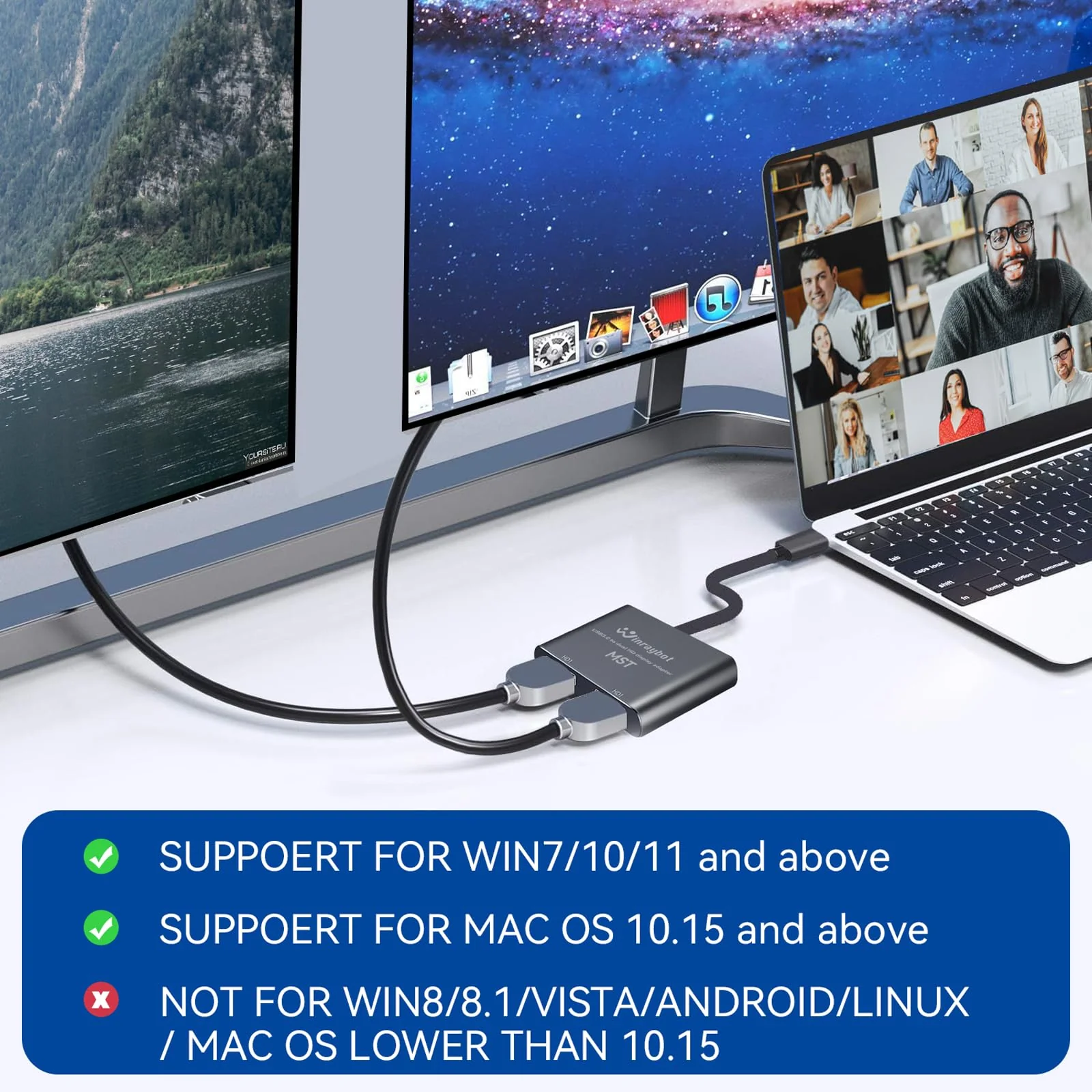 USB to HDMI Adapter for 2 Monitors-USB3.0 to Dual hdmi Adapter for 3 Monitors-USB to displayport Adapter Supports Mac & Windows/Dual HDMI Extender -External Video & Graphics Card Adapter usb to 2 hdmi - Image 2