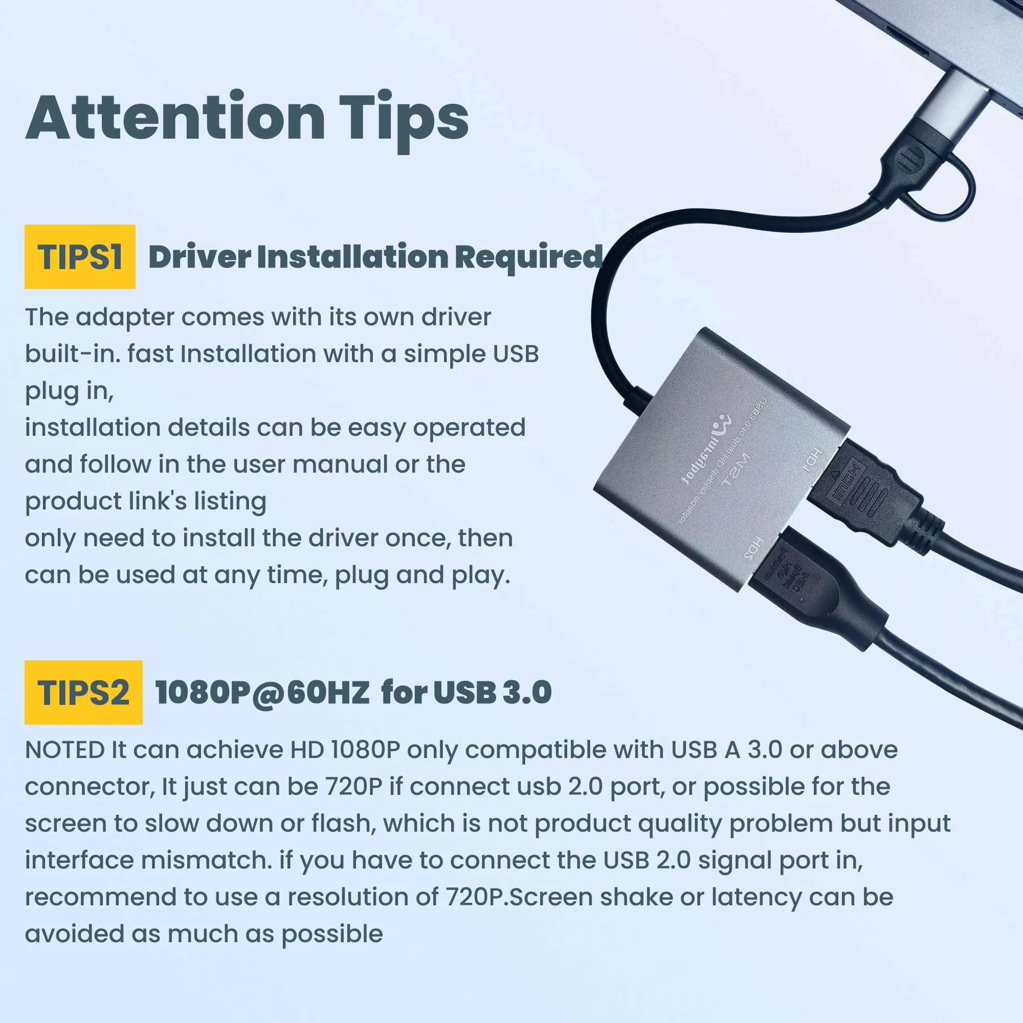USB to HDMI Adapter for 2 Monitors-USB3.0 to Dual hdmi Adapter for 3 Monitors-USB to displayport Adapter Supports Mac & Windows/Dual HDMI Extender -External Video & Graphics Card Adapter usb to 2 hdmi - Image 7