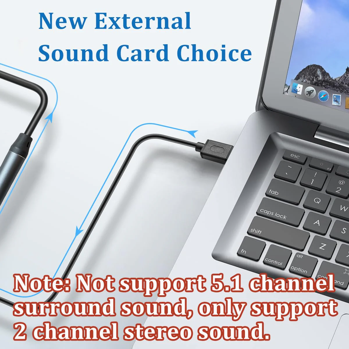 USB to Optical Audio Adapter, PC to SPDIF Sound Card Optical Output Compatible with Windows macOS Laptop Computer, Not for TV, One Way Signal Only from USB to Toslink, Not support 5.1 Channel - Image 3