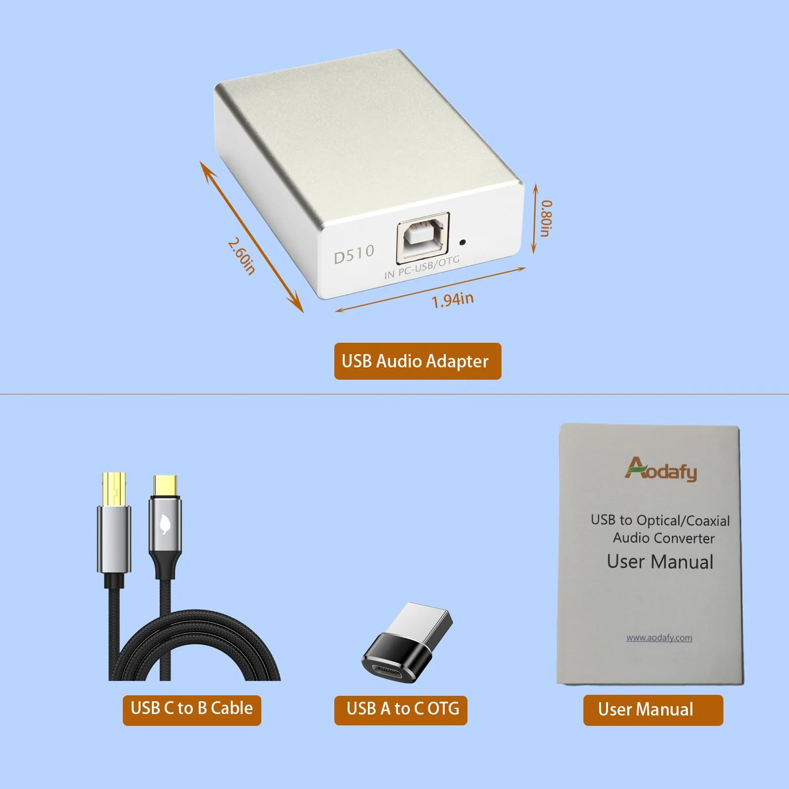 USB to Optical SPDIF Coax Audio Adapter, WAV FLAC APE MP3 Decoding USB to Toslink Coaxial Digital Converter for Computer Laptop PC Mac Smartphone, PS5, Game Console, NOT for TV USB to Optical/Coax Audio Converter - Image 5