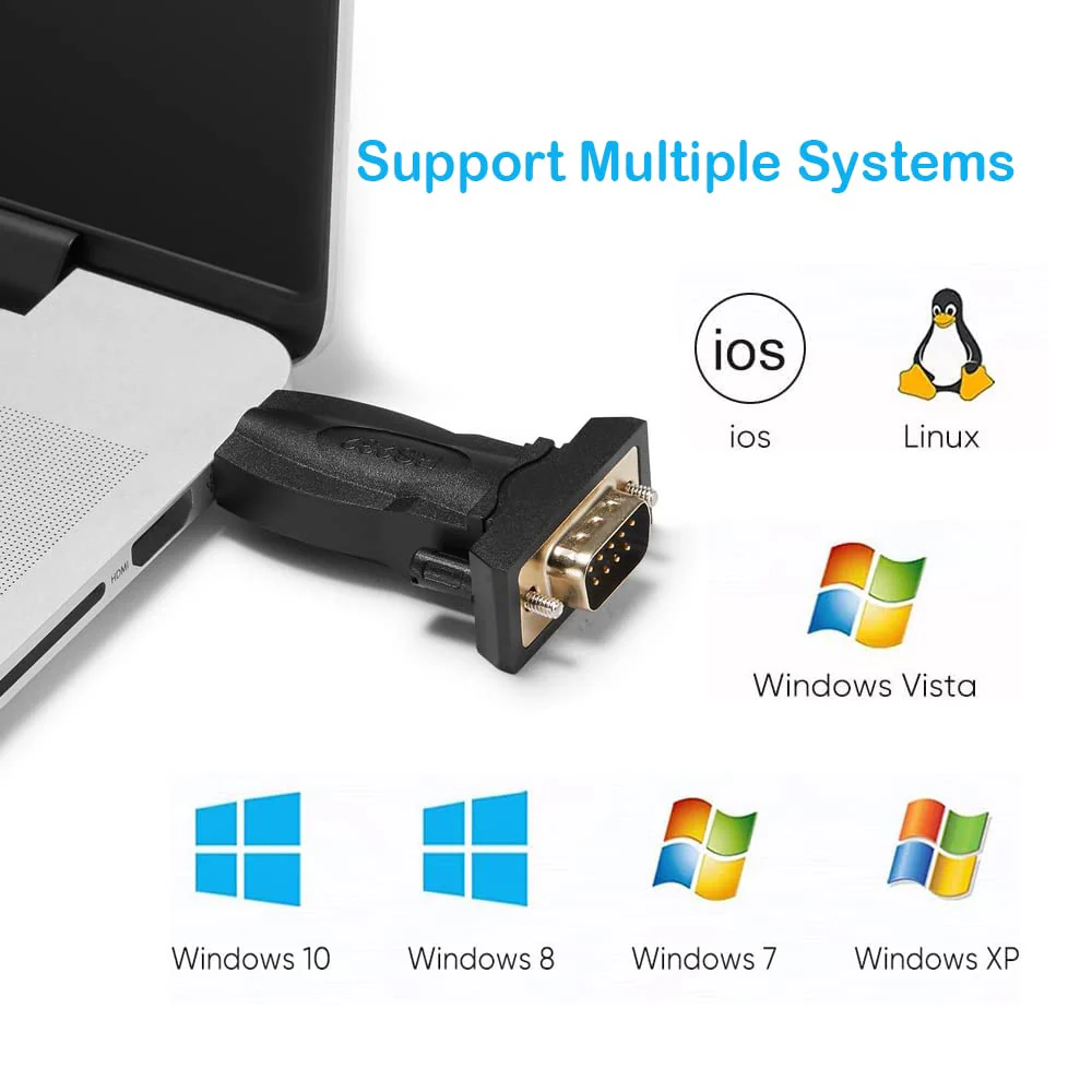 USB to RS232 Adapter with FTDI Chip, USB to DB9 Serial Female Converter Compatible with Windows 10, 8.1, 8, 7, Vista, XP, Linux and Mac OS X 10.6 and Above,Black - Image 7