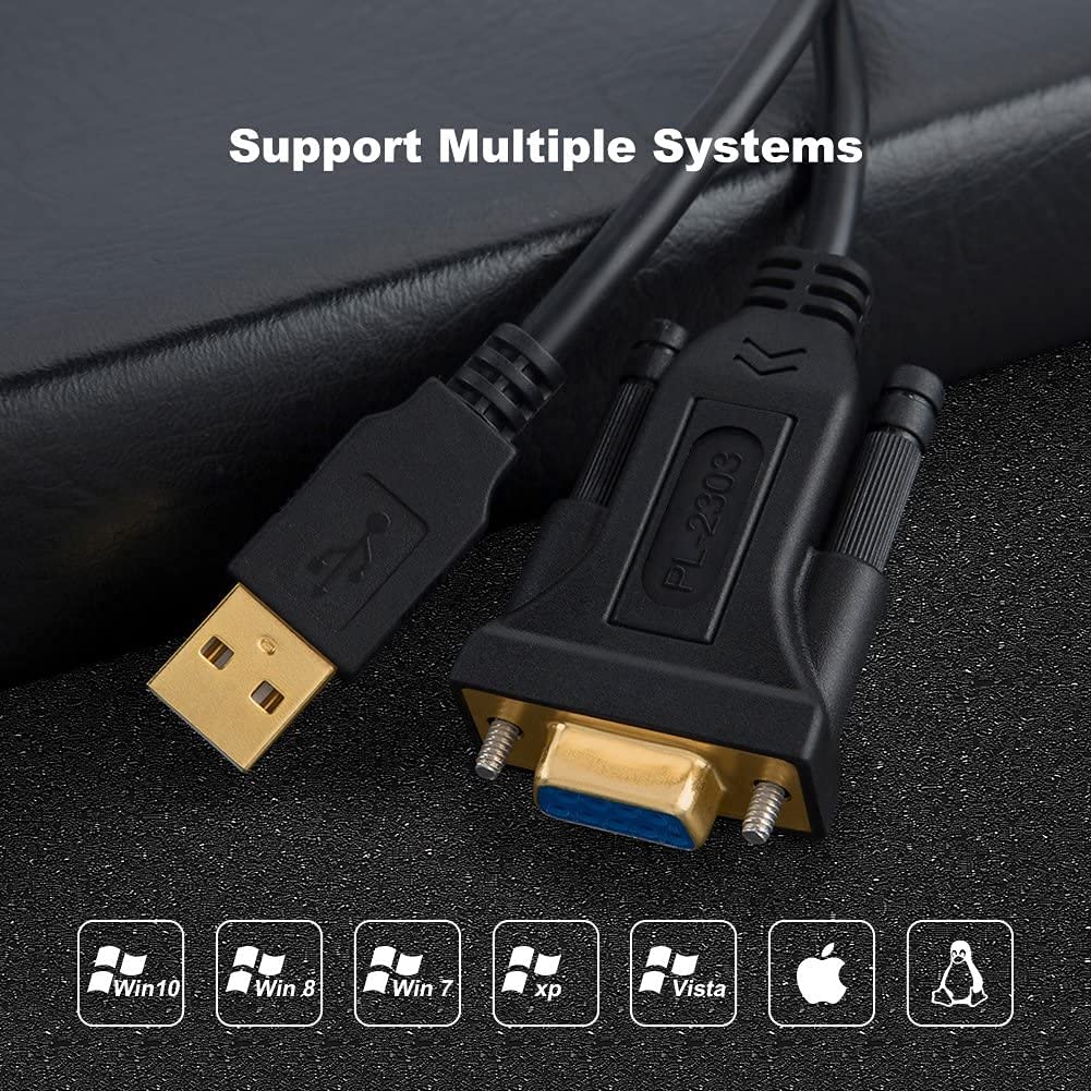 USB to RS232 Adapter with PL2303 Chipset, CableCreation 6.6ft USB 2.0 Male to RS232 Female DB9 Serial Converter Cable for Cashier Register, Modem, Scanner, Digital Cameras, CNC,Black 6.6ft/2M - Image 7