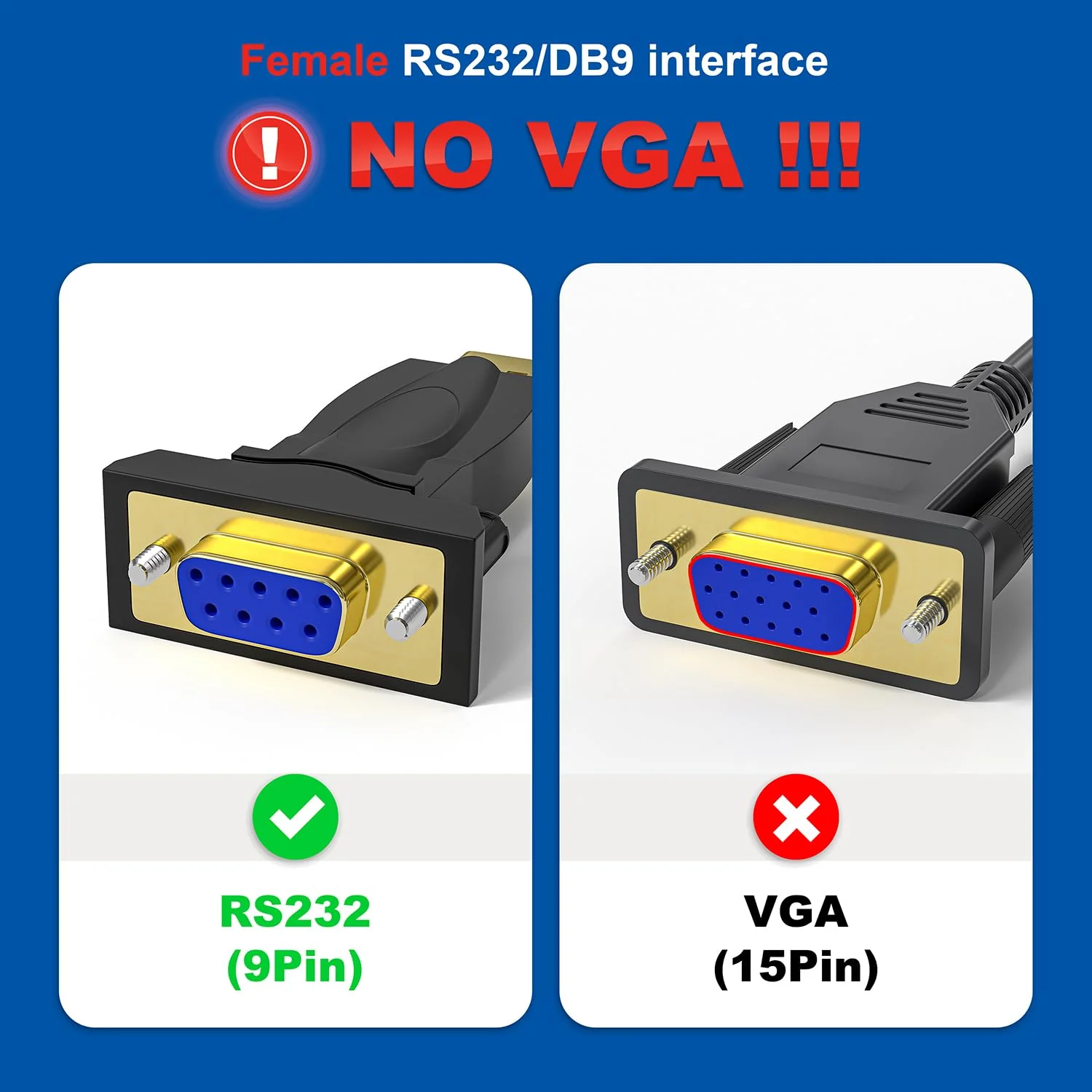 USB to RS232 DB9 Serial Cable Female Converter Adapter with FTDI Chipset for Windows 11,10, 8.1, 8, 7, Vista, XP, 2000, Linux and Mac OS X 10.6 (10ft) 10FT RS-232 DB9 Female to USB - Image 2