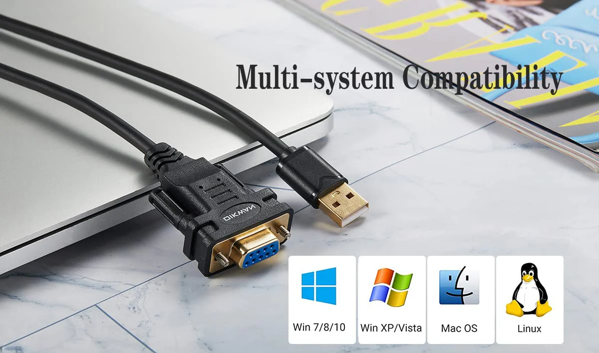 USB to RS232 DB9 Serial Cable Female Converter Adapter with FTDI Chipset for Windows 11,10, 8.1, 8, 7, Vista, XP, 2000, Linux and Mac OS X 10.6 (10ft) 10FT RS-232 DB9 Female to USB - Image 7
