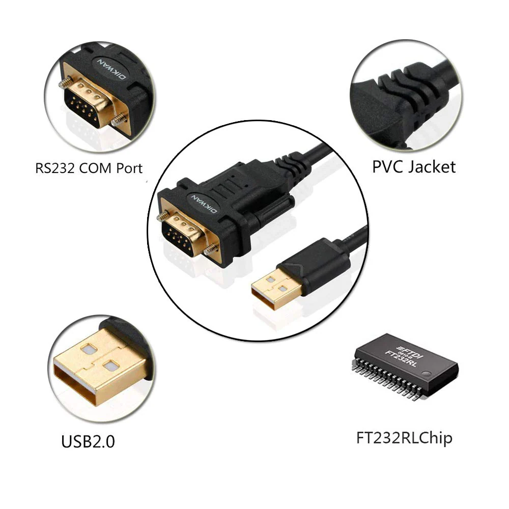 USB to RS232, OIKWAN USB Serial Adapter with FTDI Chipset,USB 2.0 to Male DB9 Serial Cable for Windows 10, 8, 7, Vista, XP, 2000, Linux and Mac OS(6ft)… 6FT USB to DB9 - Image 4