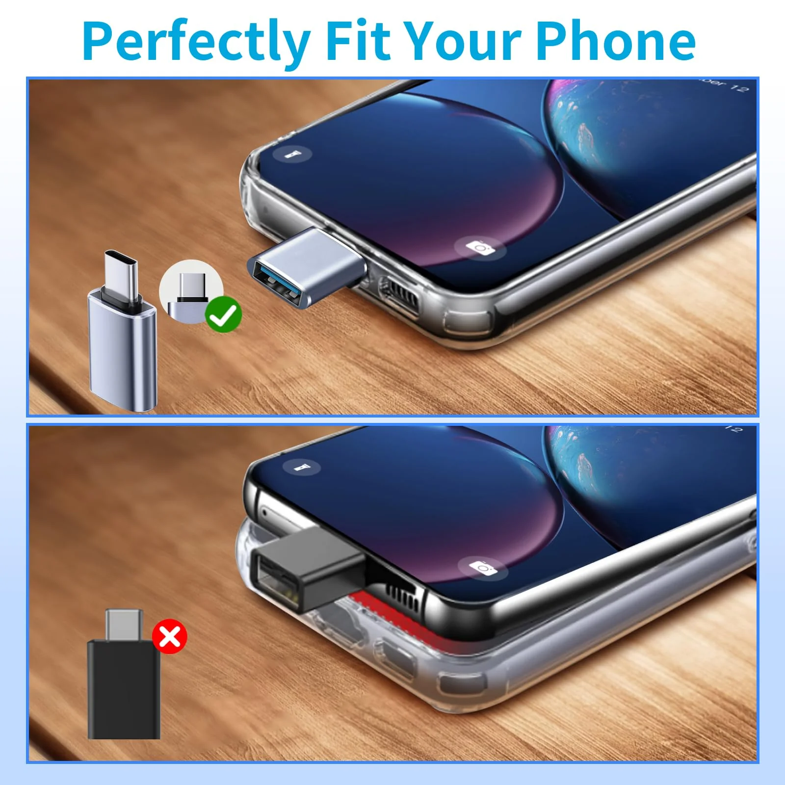 USB to USB C Adapter 4 Pack, 2*Type C Female to A Male Charger Converter & 2*USB C Male to USB 3.0 Female for Apple Watch iPhone 15 Pro Max 14 13 12,AirPods Ultra 8 9 Samsung, OTG Adapt USB to USB C - Image 4