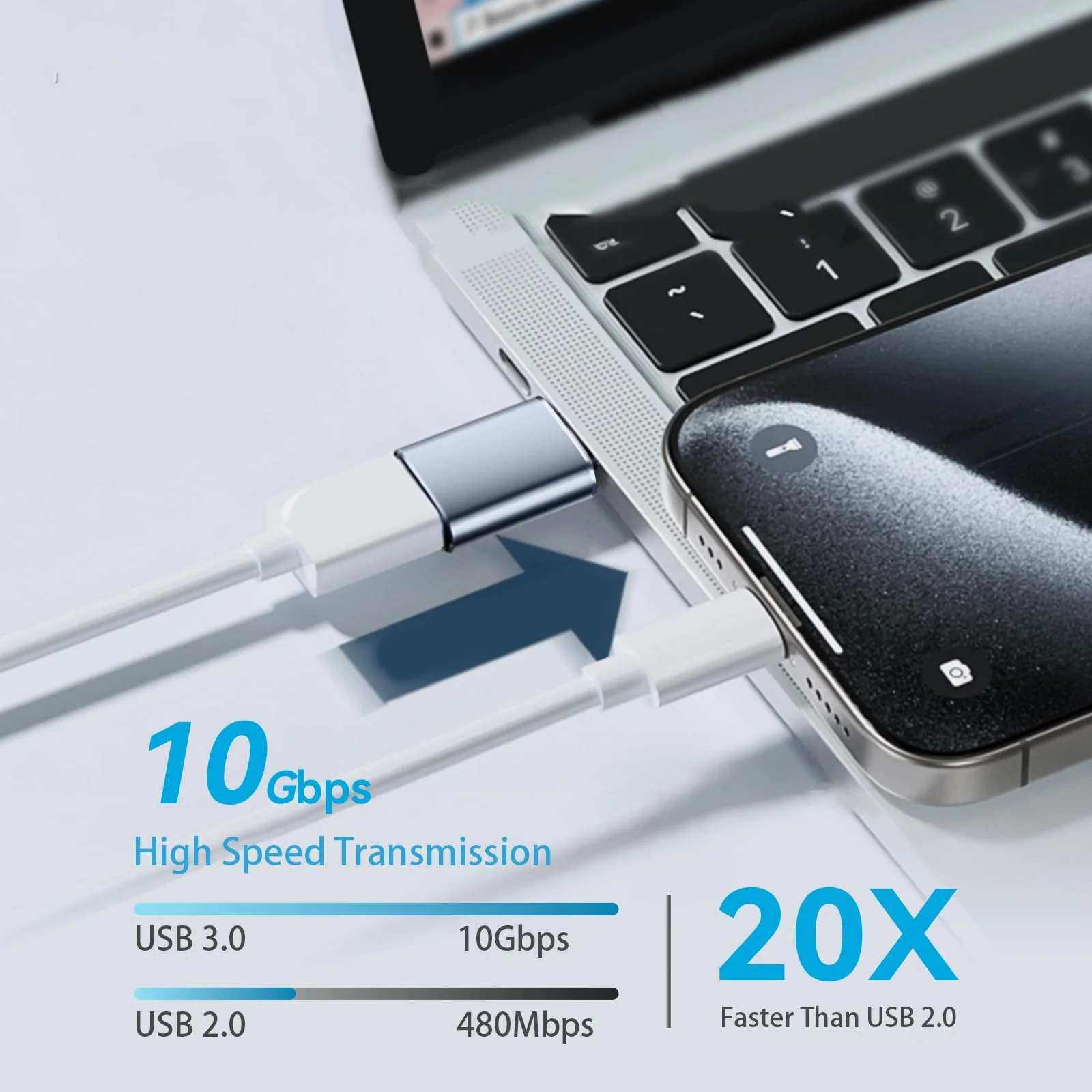 USB to USB C Adapter 4 Pack, 2*Type C Female to A Male Charger Converter & 2*USB C Male to USB 3.0 Female for Apple Watch iPhone 15 Pro Max 14 13 12,AirPods Ultra 8 9 Samsung, OTG Adapt USB to USB C - Image 8
