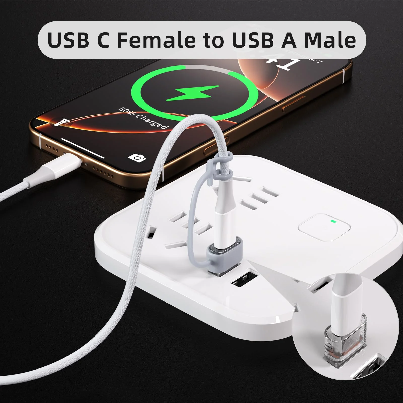 USB to USB C Adapter 5Pack, USB-C Female to USB A Male OTG Type C Converter for iPhone 16 Charger, iPhone 15/14/13 Pro Max, Apple Watch Ultra, AirPods, iPad, Samsung Galaxy S24, Car 5pack-Crystal - Image 2
