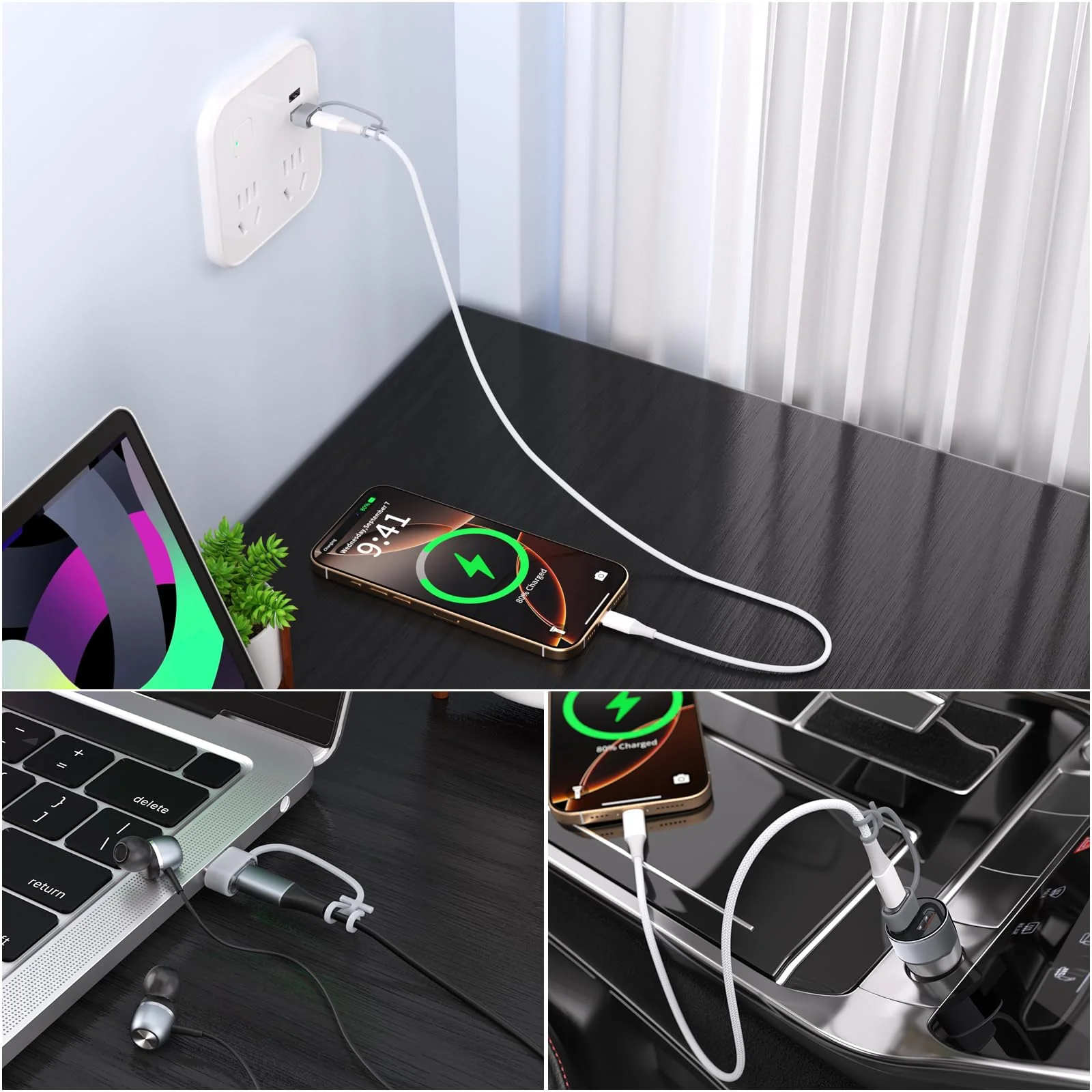 USB to USB C Adapter 5Pack, USB-C Female to USB A Male OTG Type C Converter for iPhone 16 Charger, iPhone 15/14/13 Pro Max, Apple Watch Ultra, AirPods, iPad, Samsung Galaxy S24, Car 5pack-Crystal - Image 5