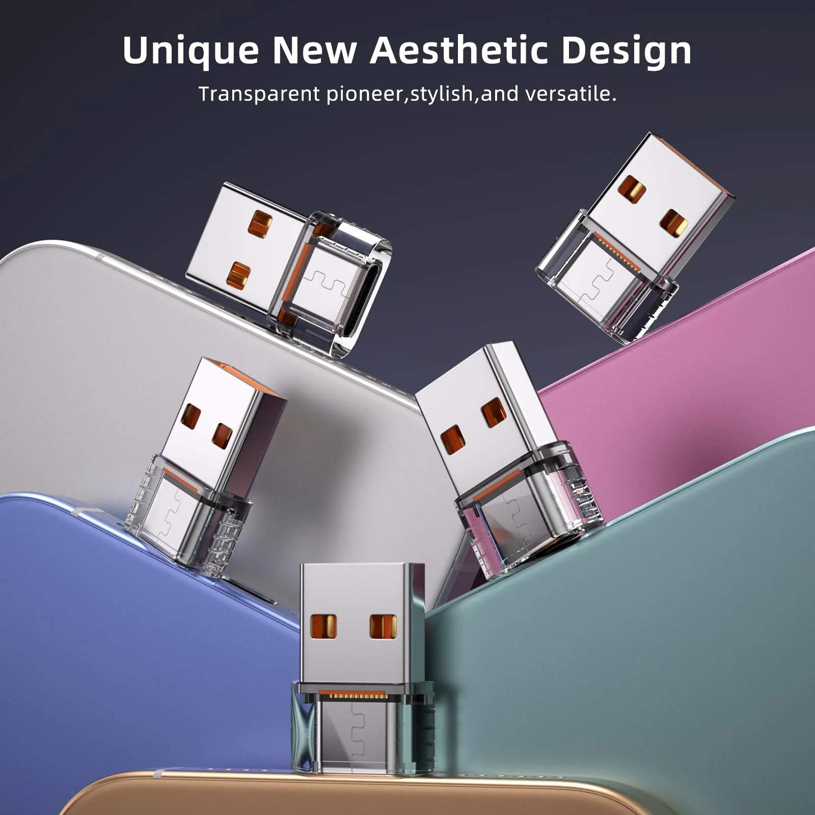 USB to USB C Adapter 5Pack, USB-C Female to USB A Male OTG Type C Converter for iPhone 16 Charger, iPhone 15/14/13 Pro Max, Apple Watch Ultra, AirPods, iPad, Samsung Galaxy S24, Car 5pack-Crystal - Image 7