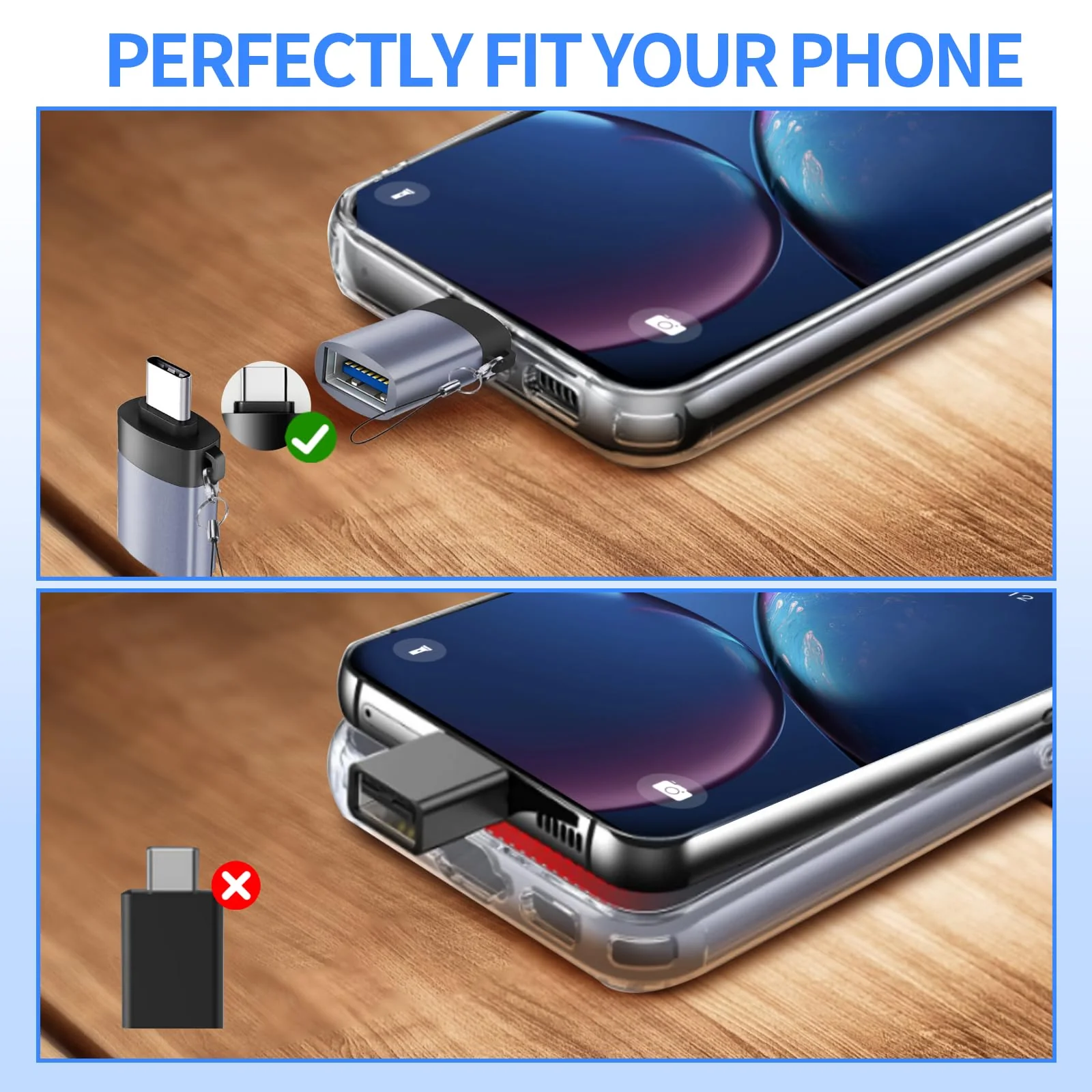 USB to USB C Adapter USB C Male to USB 3.0 Female 2 Pack, Type C Female to A Male Charger Converter，USB C Female to USB Male Adapter Compatible for Apple Watch Ultra 8 9,iPhone 15 Pro Max 14 13 12,OTG - Image 4