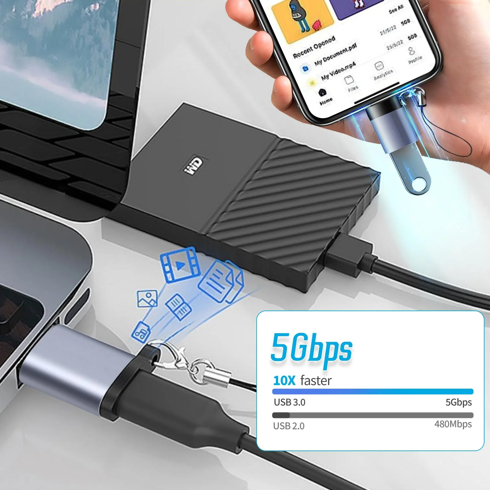 USB to USB C Adapter USB C Male to USB 3.0 Female 2 Pack, Type C Female to A Male Charger Converter，USB C Female to USB Male Adapter Compatible for Apple Watch Ultra 8 9,iPhone 15 Pro Max 14 13 12,OTG - Image 7