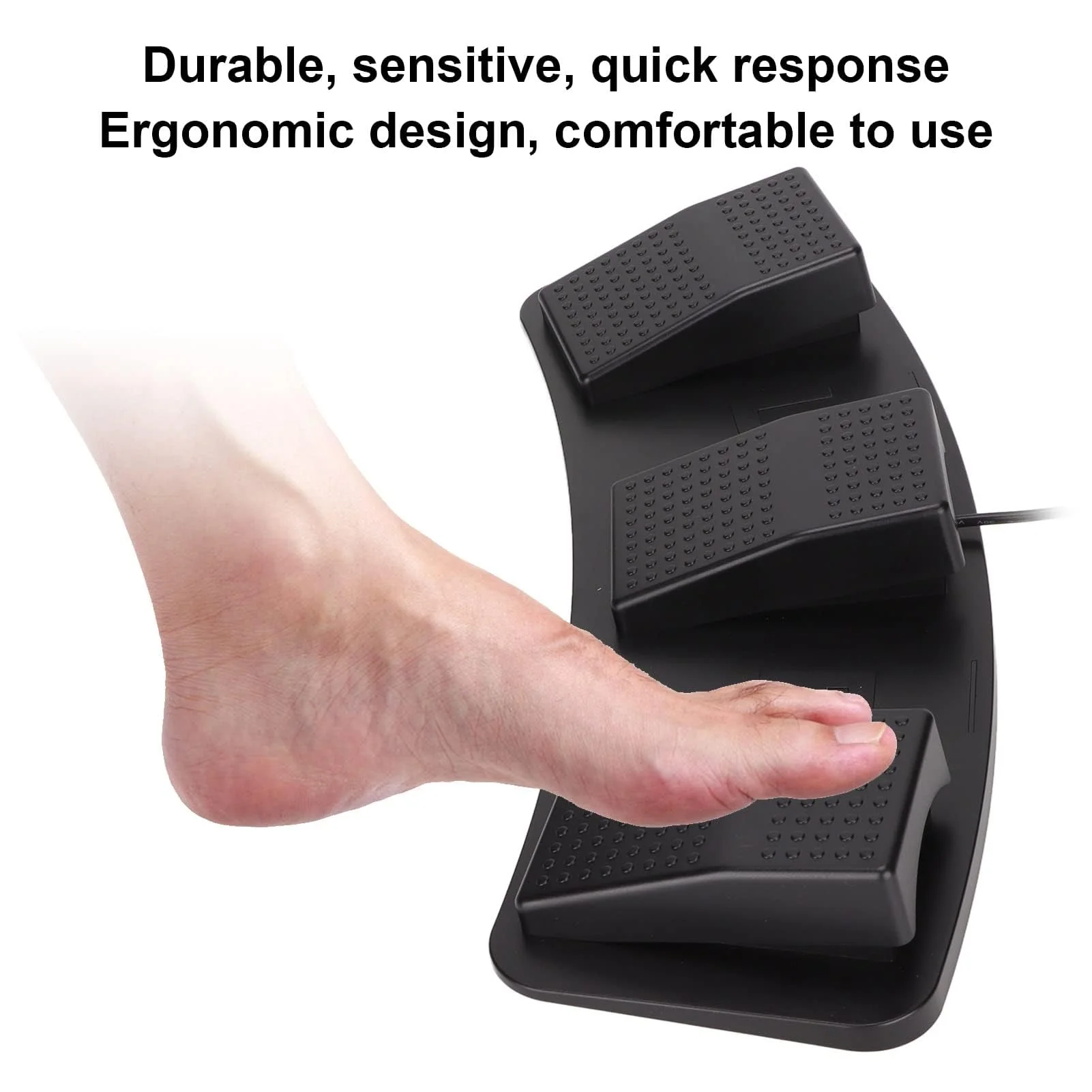 USB Triple Foot Switch Pedal, PC Foot Pedal Programmable Multifunctional Ergonomic Triple Gaming Foot Pedal for Video Game Office Equipment Contr - Image 4