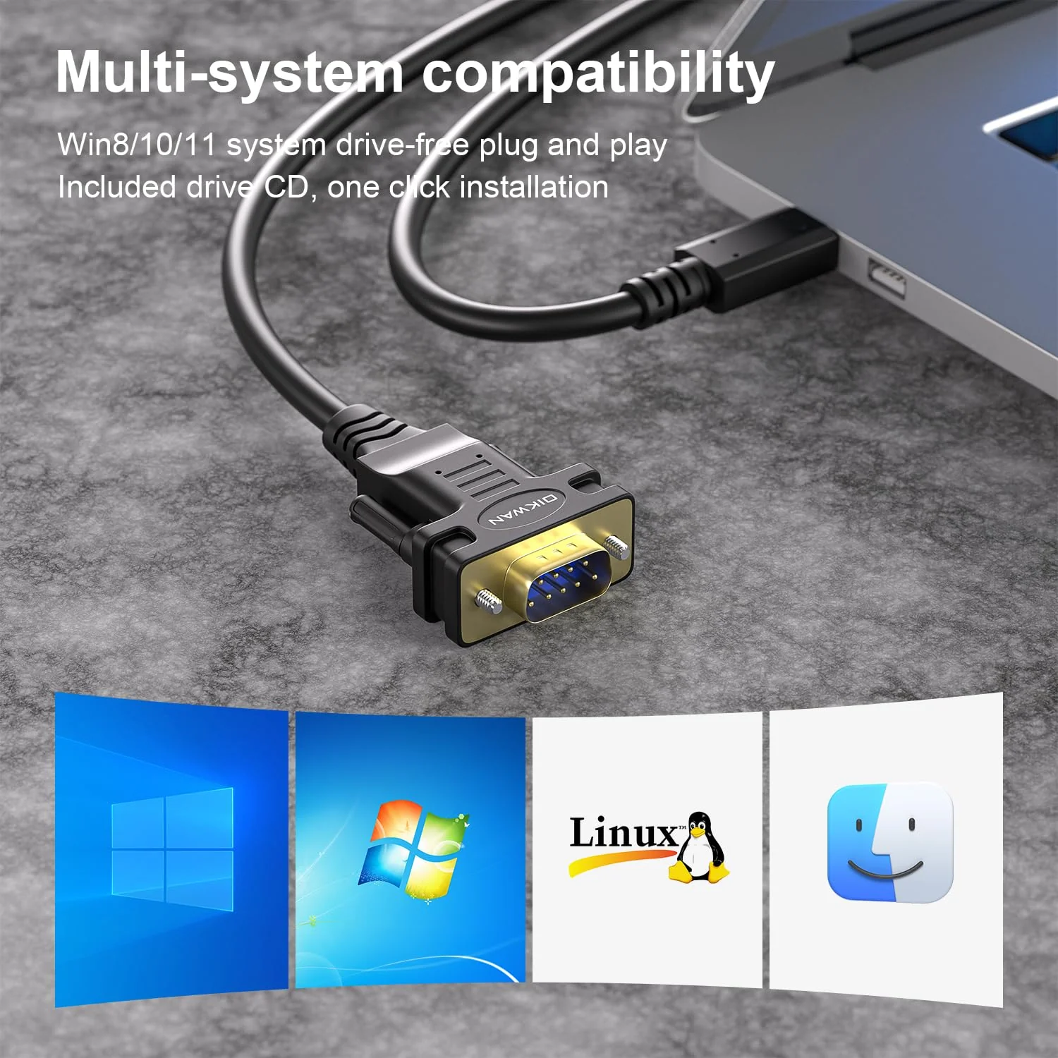 USB Type C to RS232 DB9 Serial Port Adapter Cable, FTDI Chipset, Supports Windows 11, 10, 8, 7 and Mac Linux 6FT USB-C to Serial DB9 - Image 7