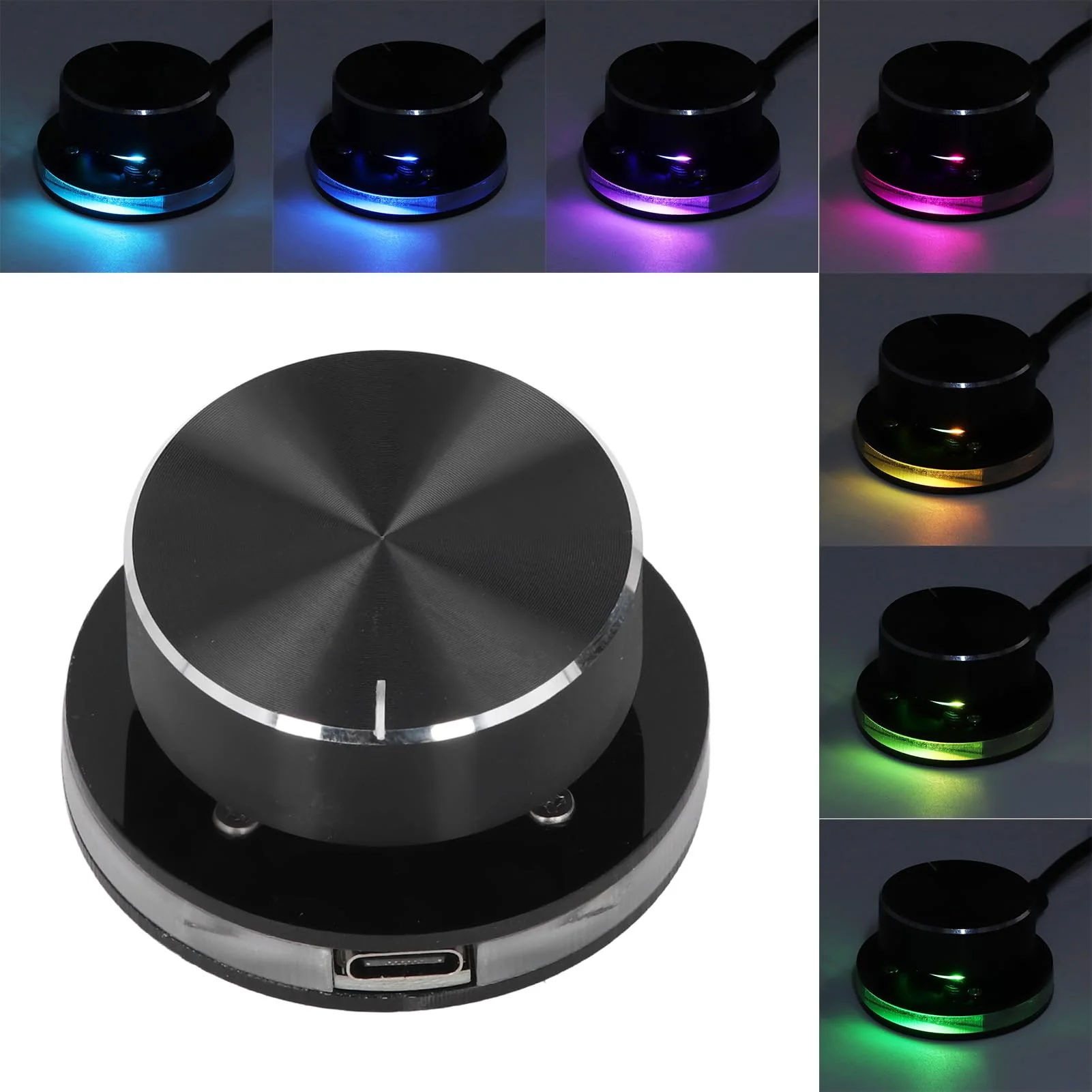 USB Volume Control Knob for Android System PC Multimedia, USB Volume Knob Multimedia Controller with RGB Light, Type C External Media Adjustment Controller, Computer Sound Control - Image 3