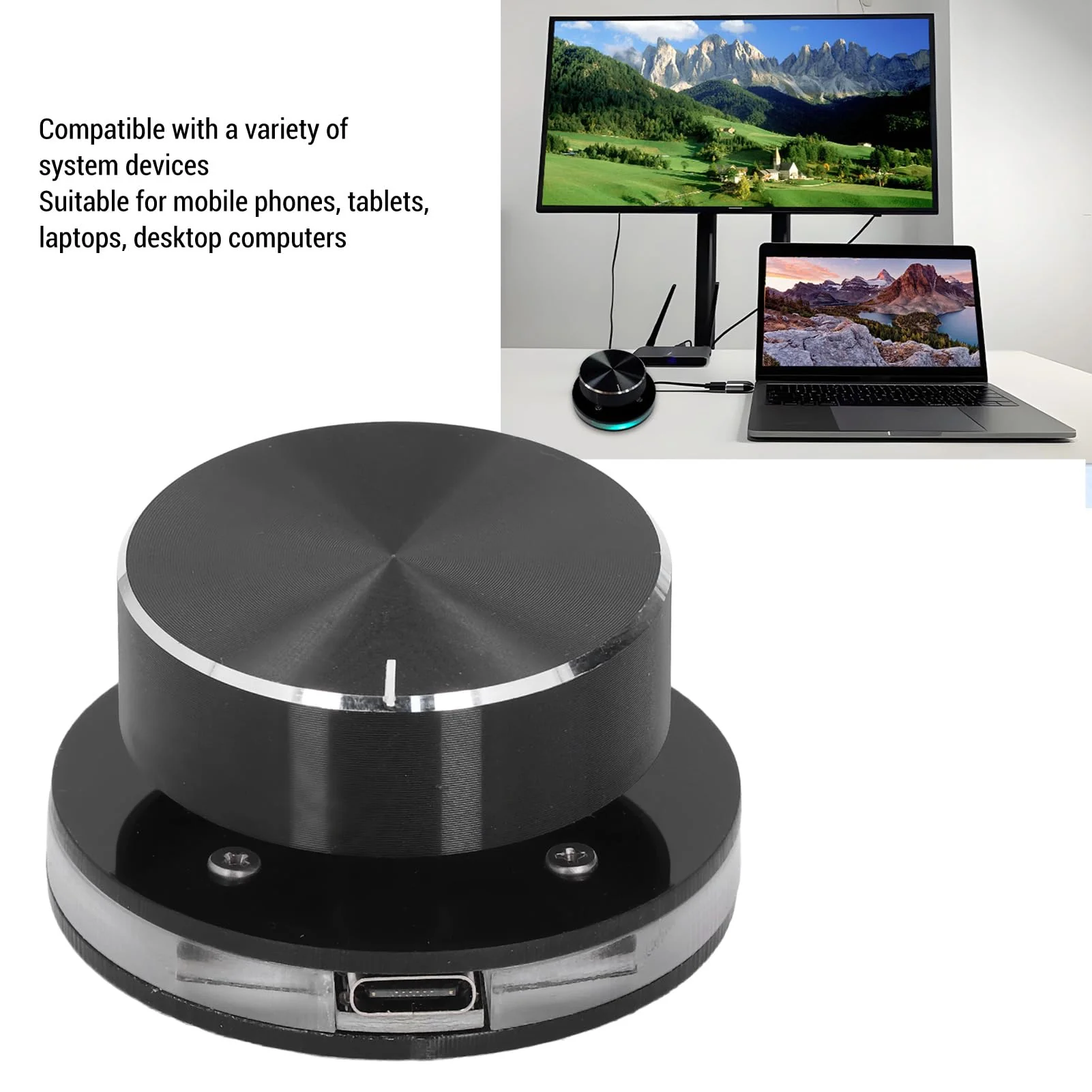 USB Volume Control Knob for Android System PC Multimedia, USB Volume Knob Multimedia Controller with RGB Light, Type C External Media Adjustment Controller, Computer Sound Control - Image 5