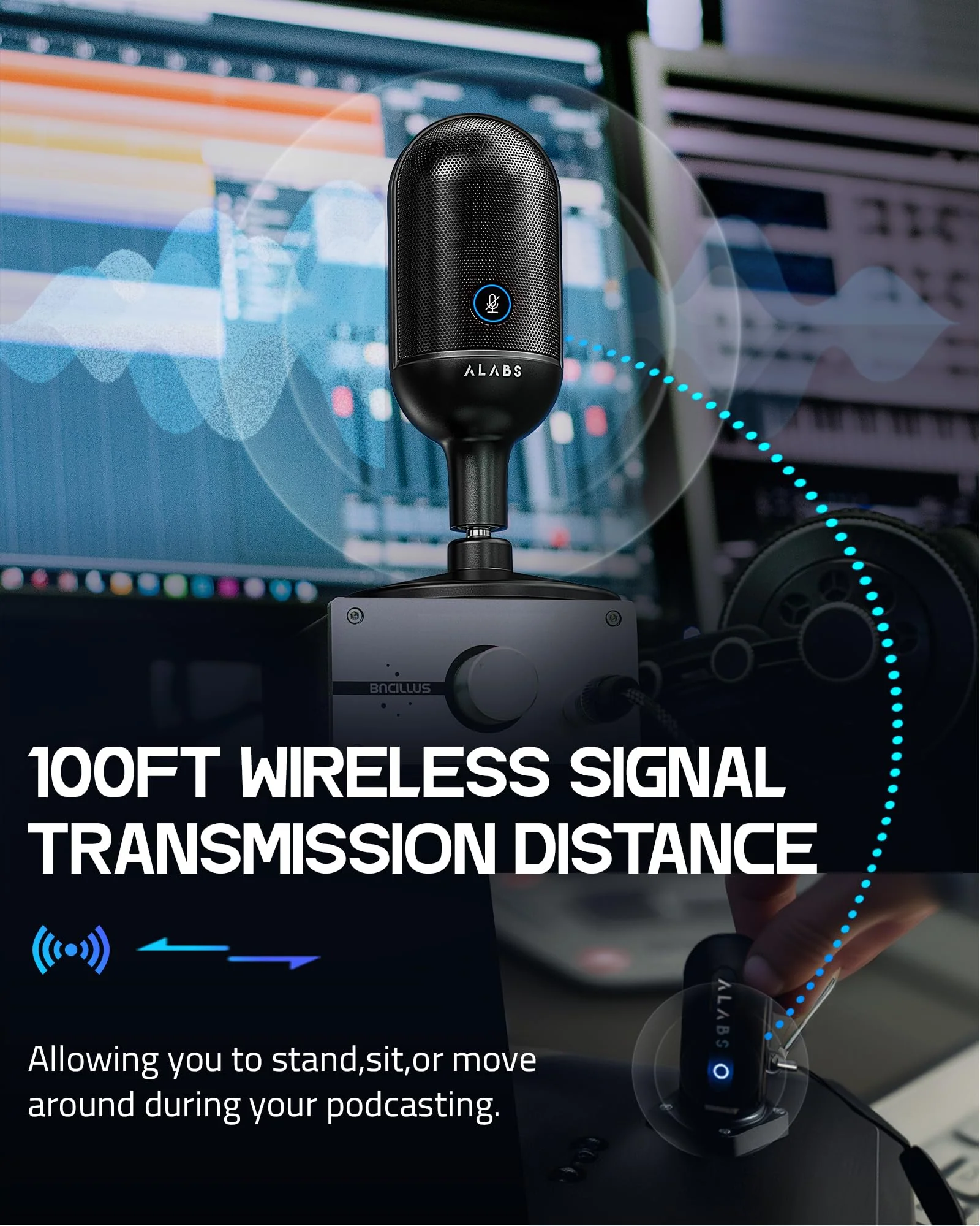 USB Wireless Cardioid Condenser Microphone for Podcast,Gaming and Home Office,100ft Signal Transmission Distance,Streaming Mic with LED Quick Mute Indicator and Noise Cancelling for PC,Mac - Image 3