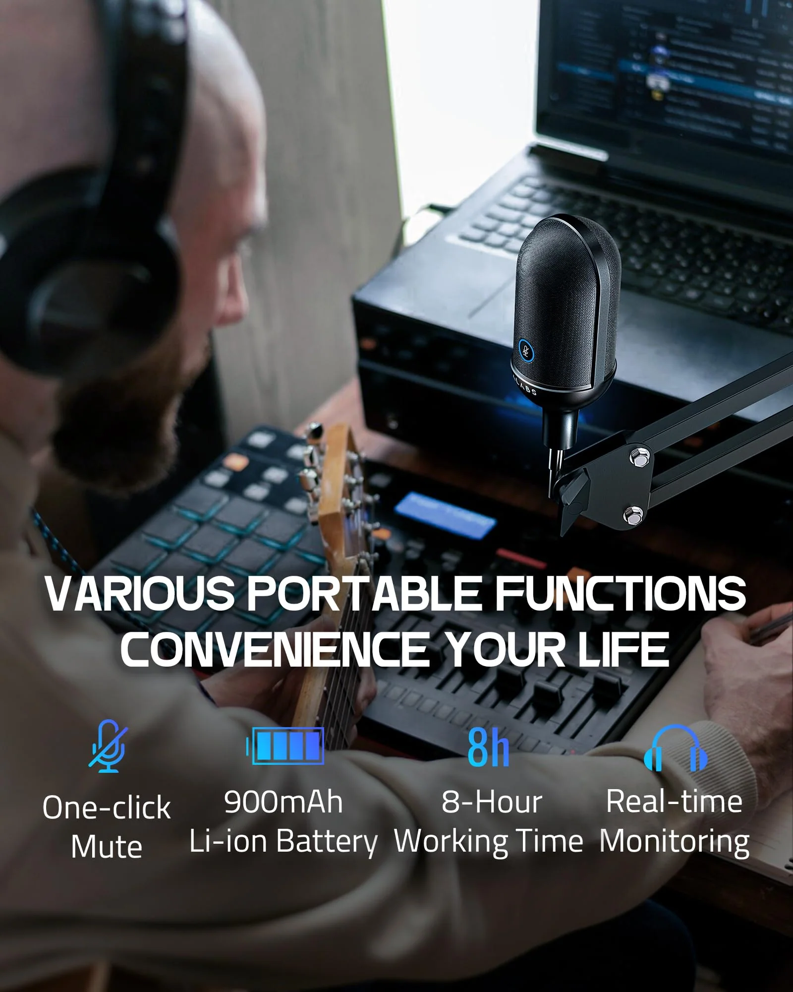 USB Wireless Cardioid Condenser Microphone for Podcast,Gaming and Home Office,100ft Signal Transmission Distance,Streaming Mic with LED Quick Mute Indicator and Noise Cancelling for PC,Mac - Image 6