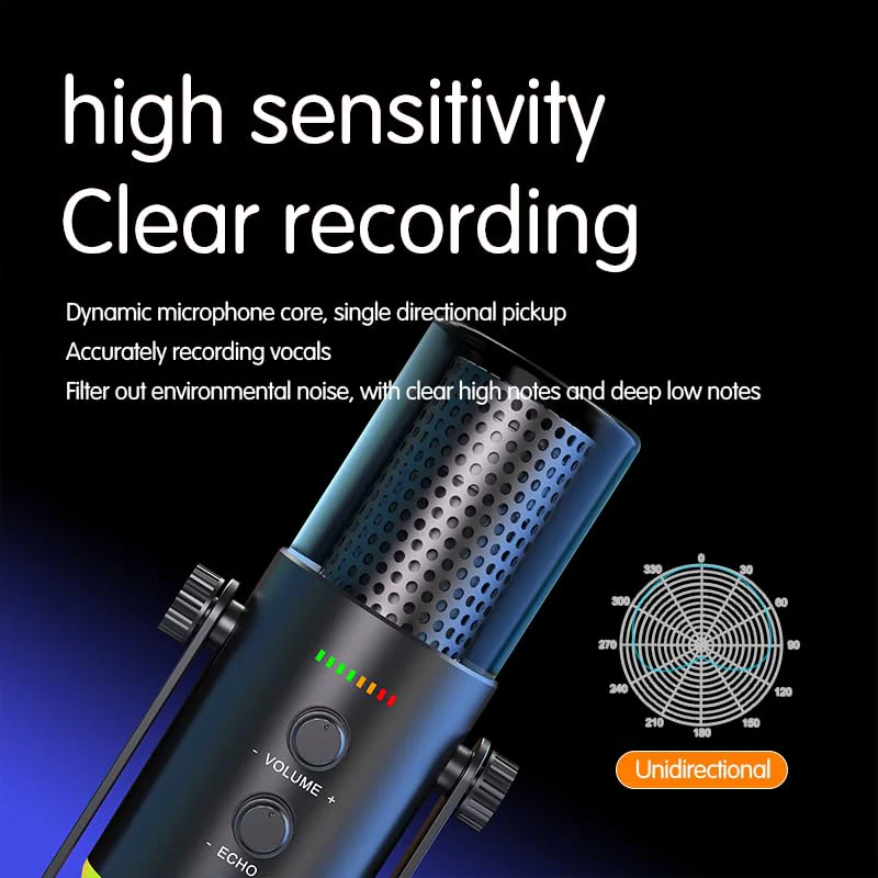 USB/XLR Dynamic Microphone for Podcasting, Gaming Streaming Mic with RGB Light, Mute Button, Noise Cancellation, Desktop Stand - Image 4