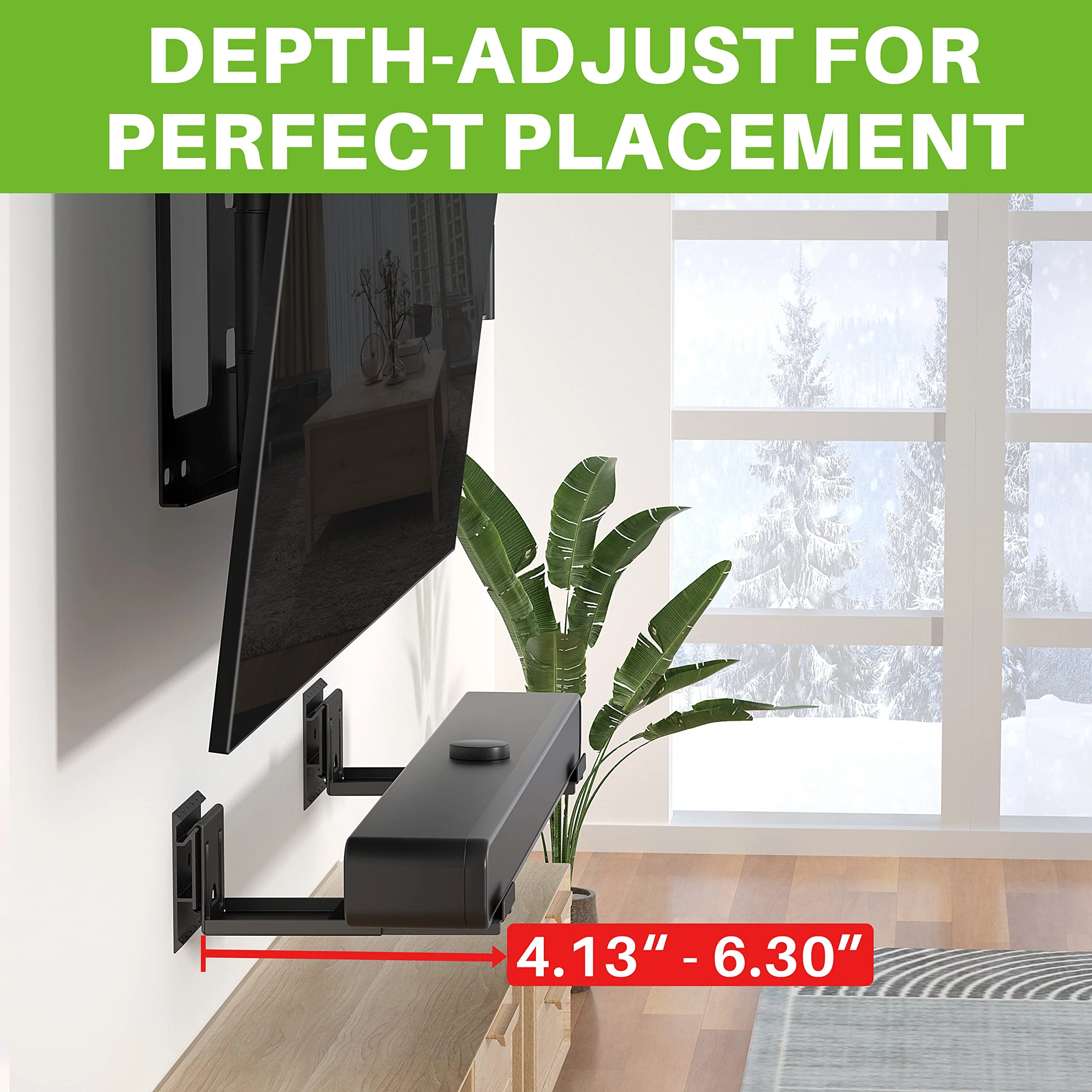 USX MOUNT Studless Soundbar Wall Mount, Universal Drywall Sound Bar Wall Brackets, Works with Most Soundbars, Holds up to 22 Lbs, Depth Adjustable 4.13-6.3'', Removable and Lockable - Image 3