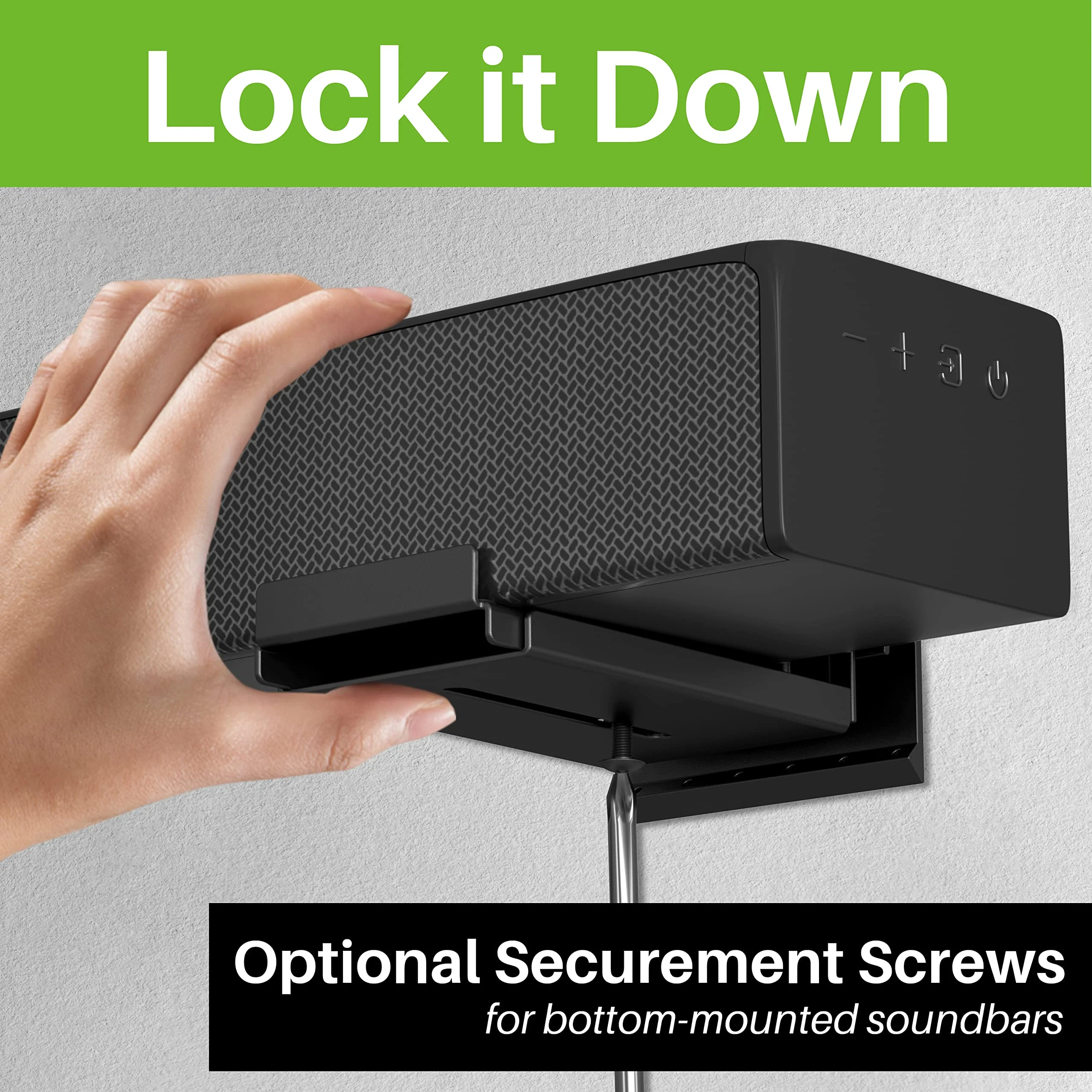 USX MOUNT Studless Soundbar Wall Mount, Universal Drywall Sound Bar Wall Brackets, Works with Most Soundbars, Holds up to 22 Lbs, Depth Adjustable 4.13-6.3'', Removable and Lockable - Image 4
