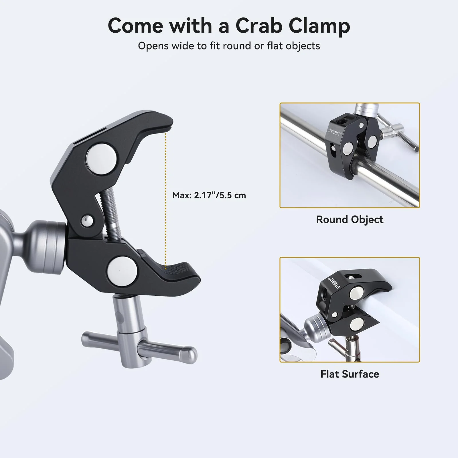UTEBIT 22" Magic Arm w Clamp Mount, Desk Camera Mount Articulating Friction Boom w Arm 1/4" Thread Adapter, Overhead Desk Phone Mount for Video Light Webcam Microphone Action Camera Content Creators - Image 5