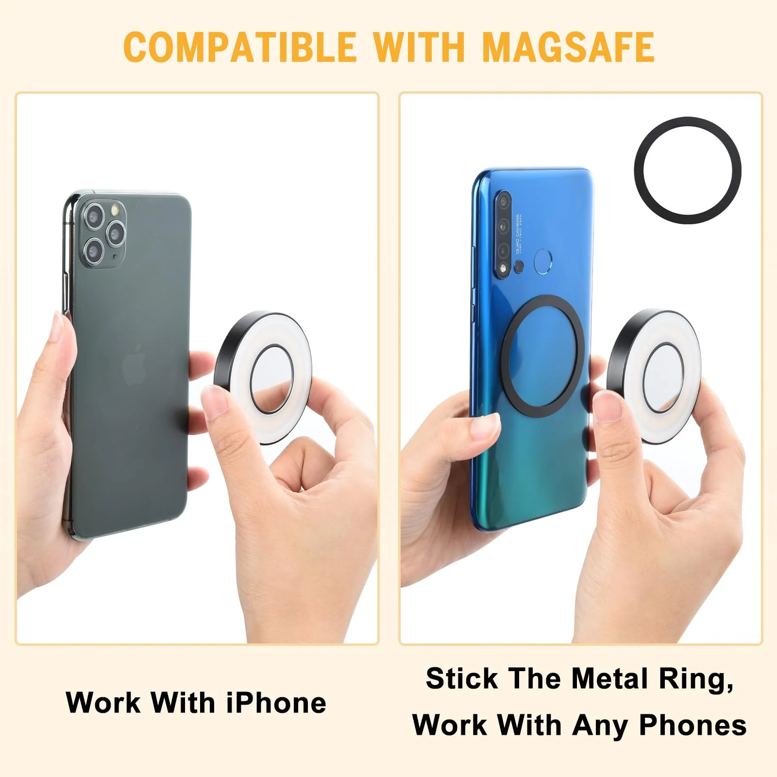 UTEBIT Magnetic Selfie Phone Light with Clip Mirror Rechargeable LED Selfie Ring Light Compatible for Iphone Magsafe Video Recording/Pictures/TikTok/Zoom Calls/Make Up - Image 2